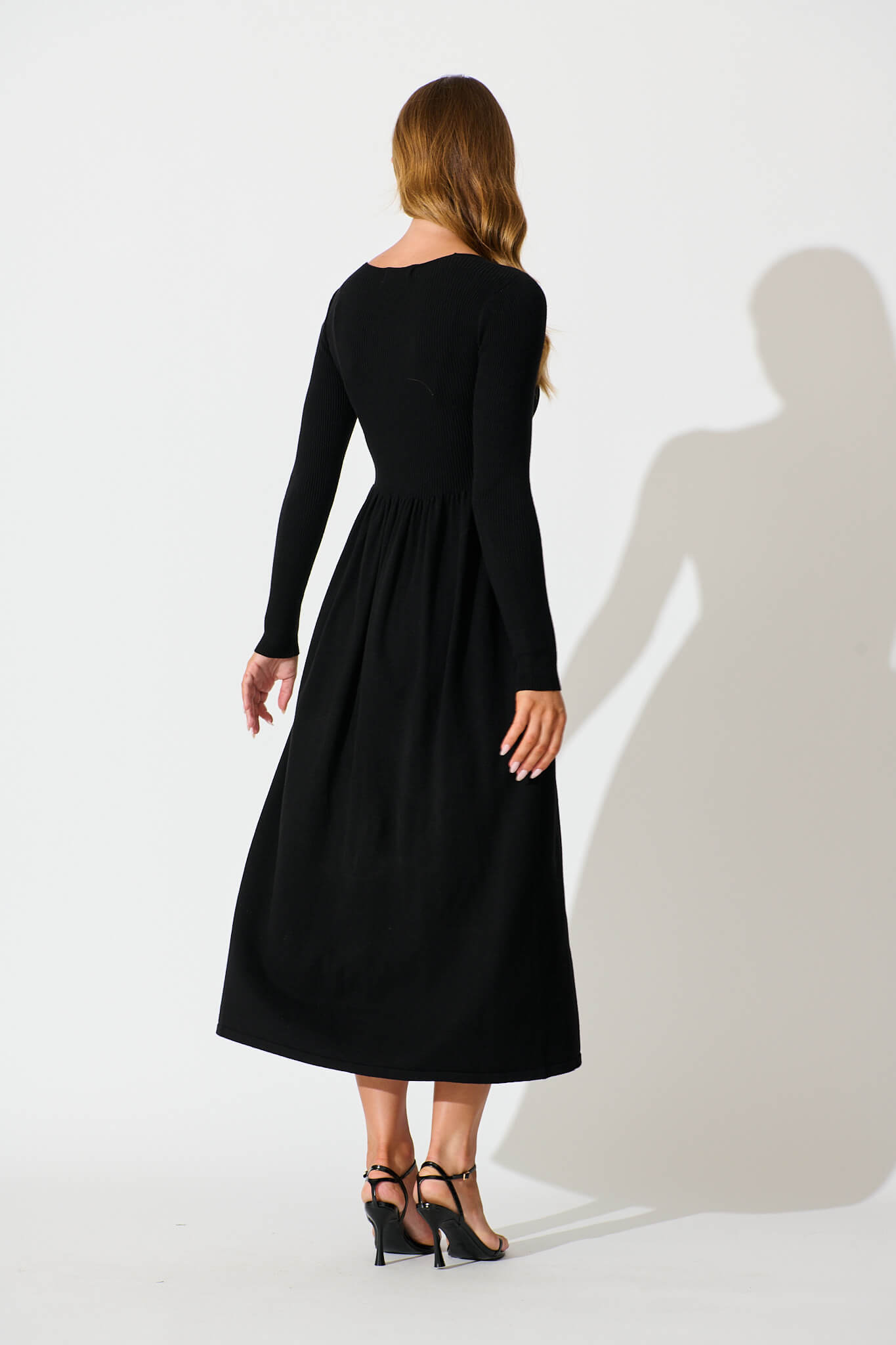 Dove Midi Knit Dress in Black