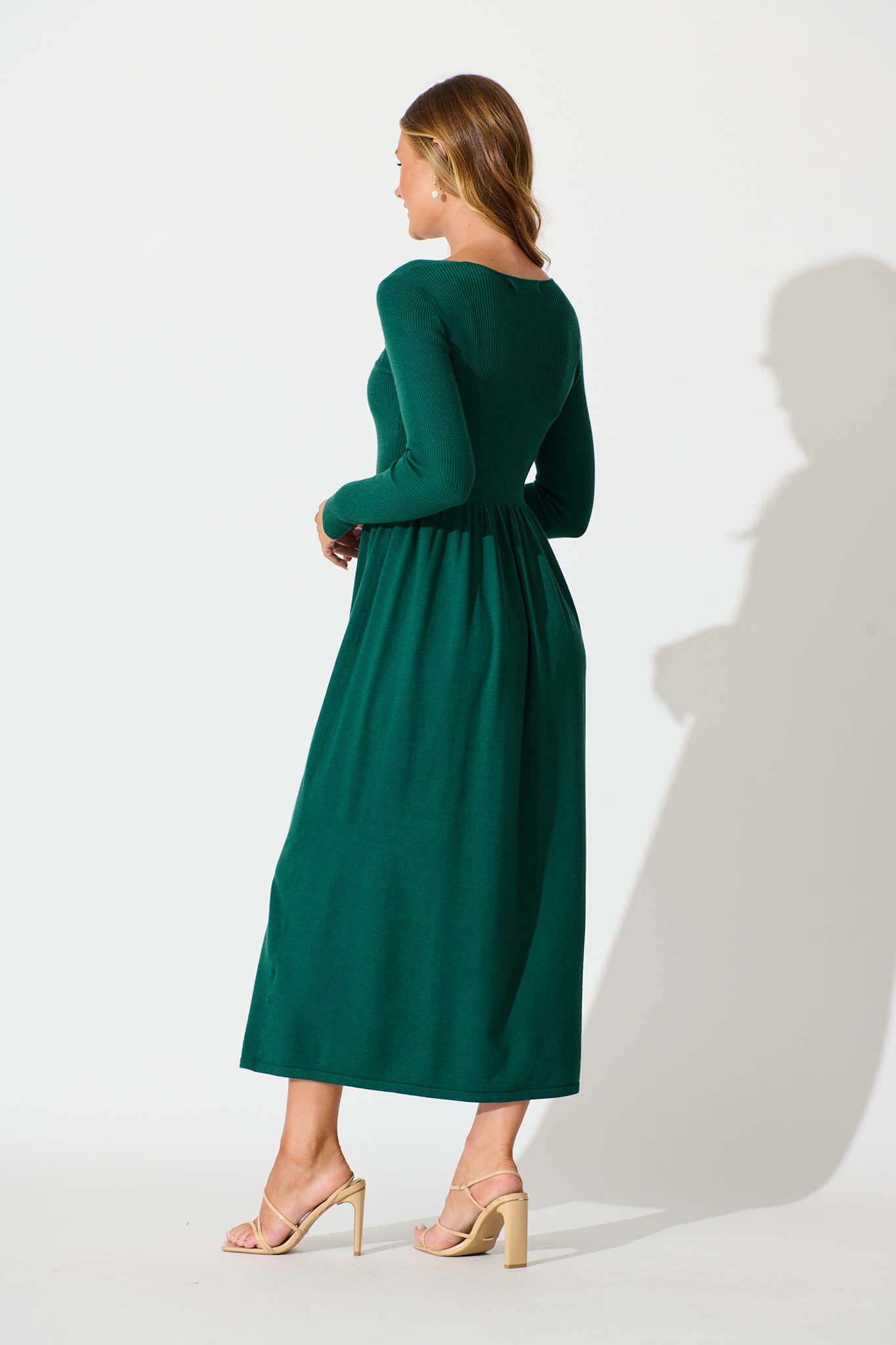 Dove Midi Knit Dress in Emerald