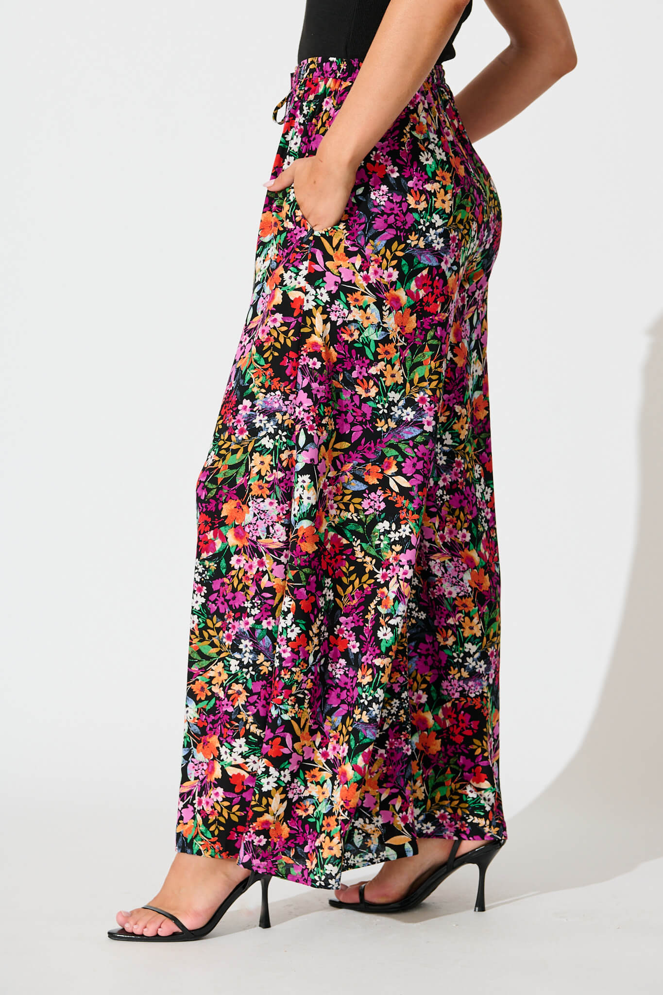 Lucia Pant In Black Multi Floral