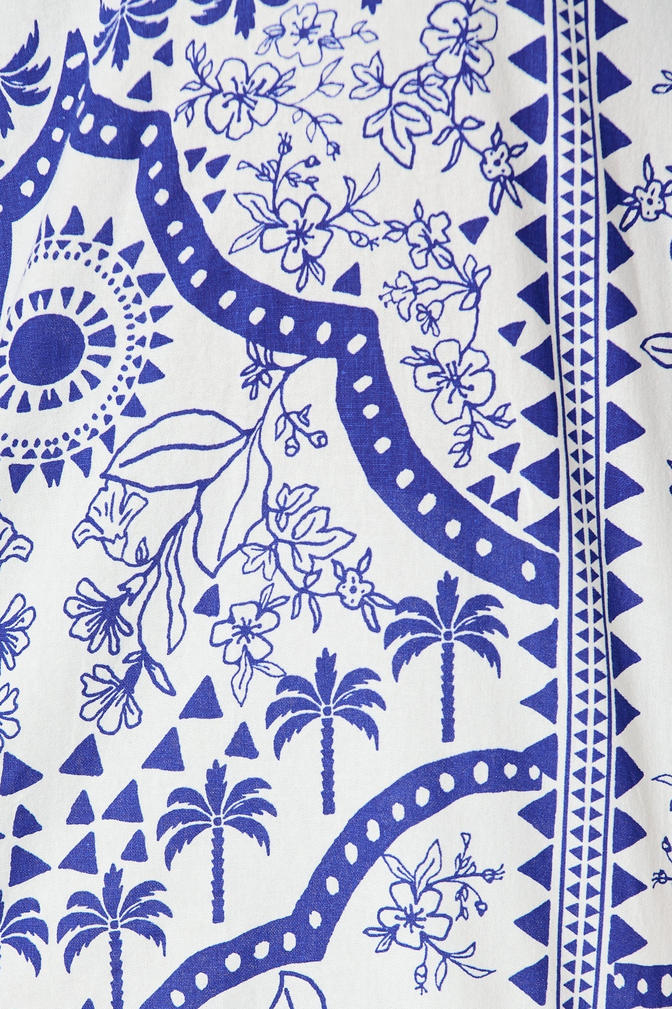 Capri Shirt In White and Blue Cotton Linen