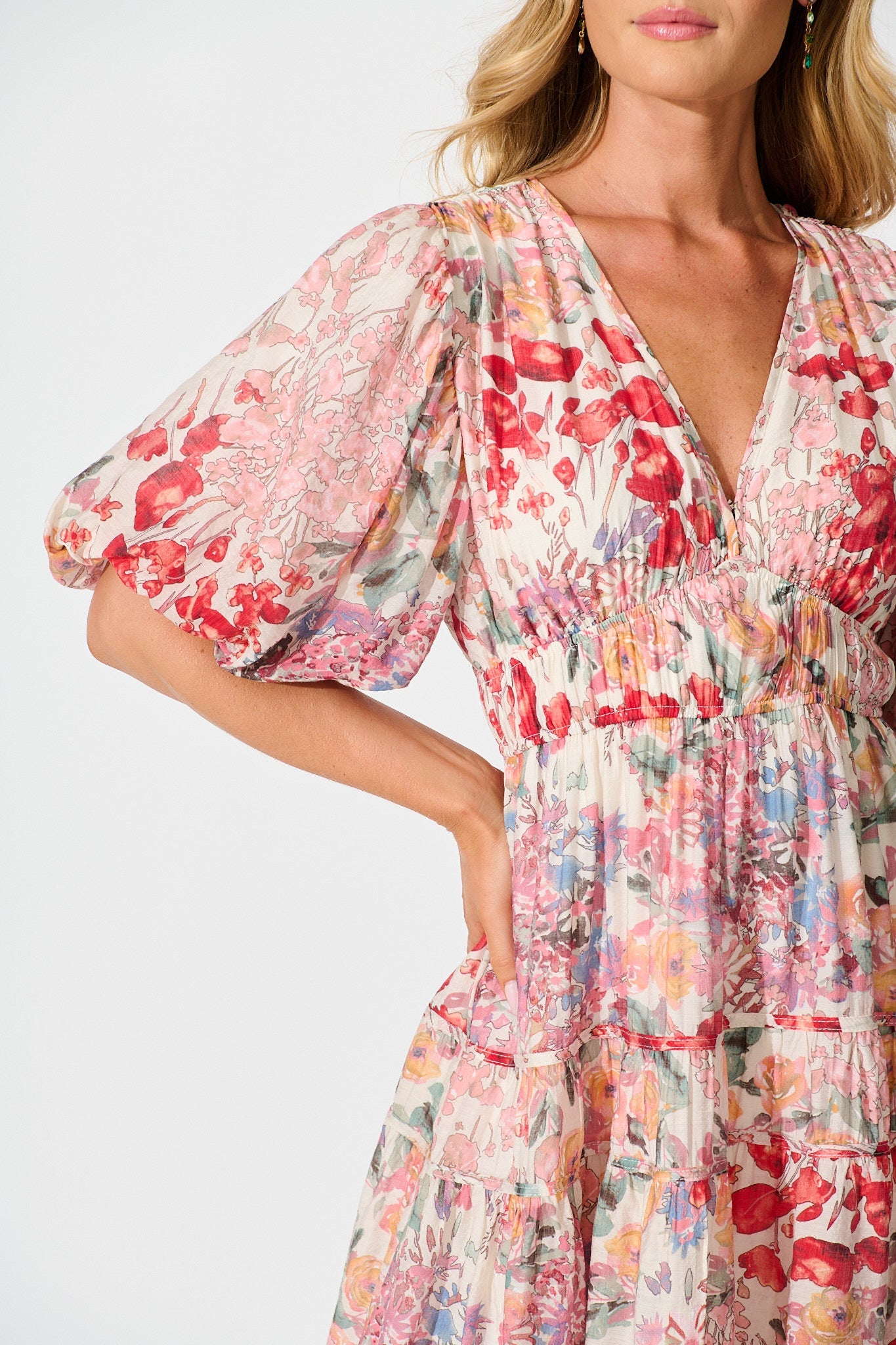 Amalie Midi Dress In Blush Multi Floral