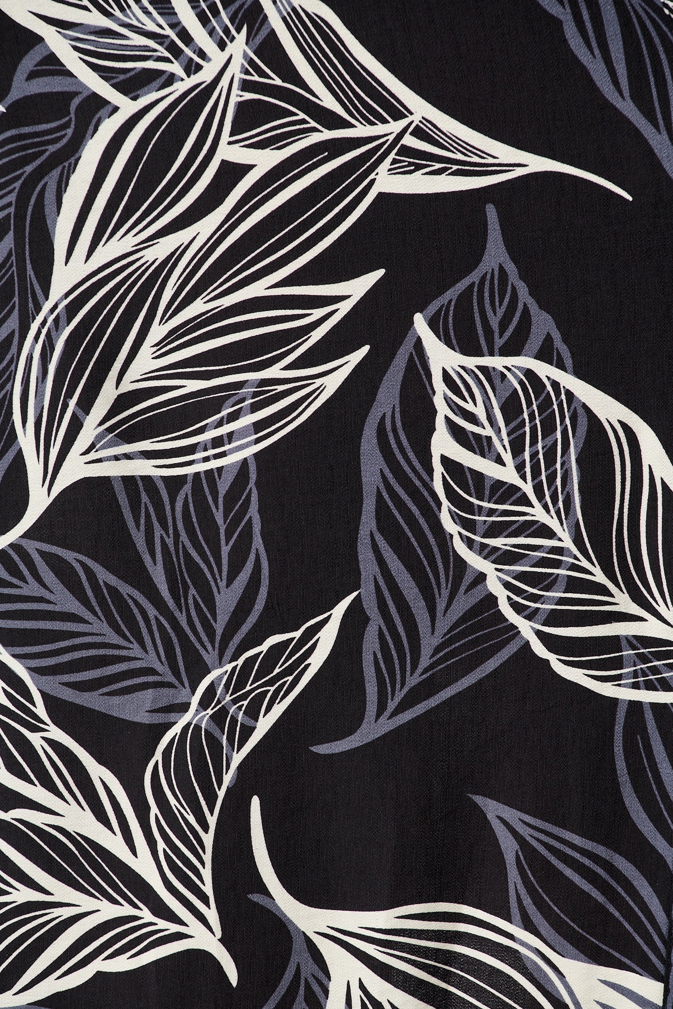 Katie Midi Dress in Black with Cream Leaf