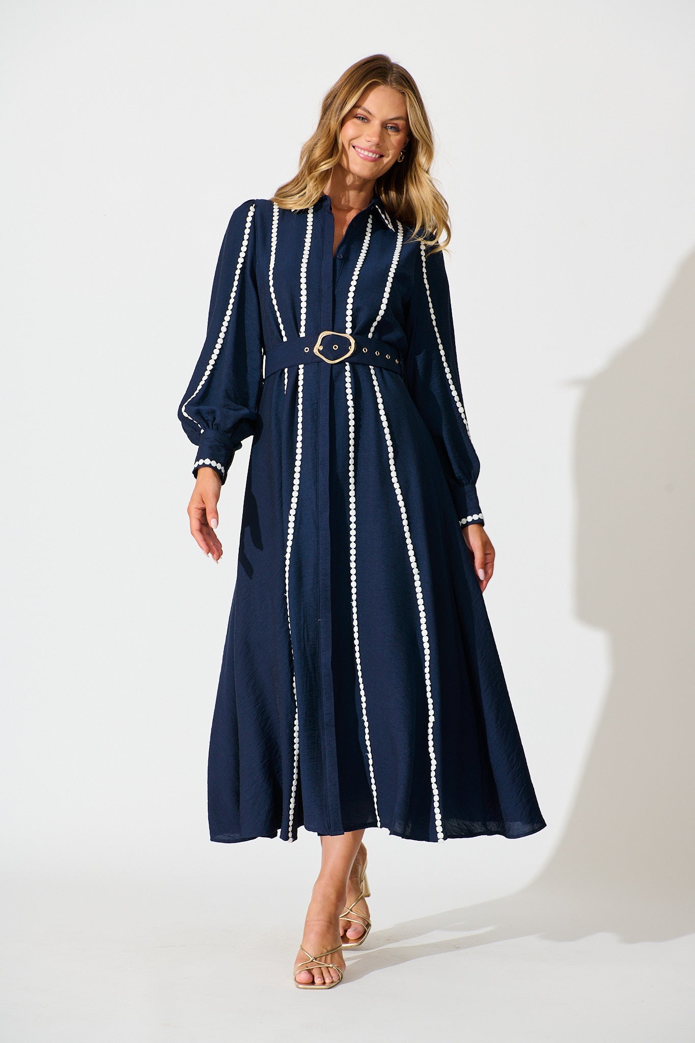 Lovingly Maxi Shirt Dress in Navy