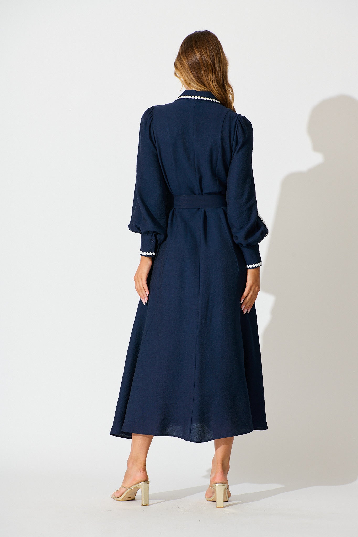 Lovingly Maxi Shirt Dress in Navy