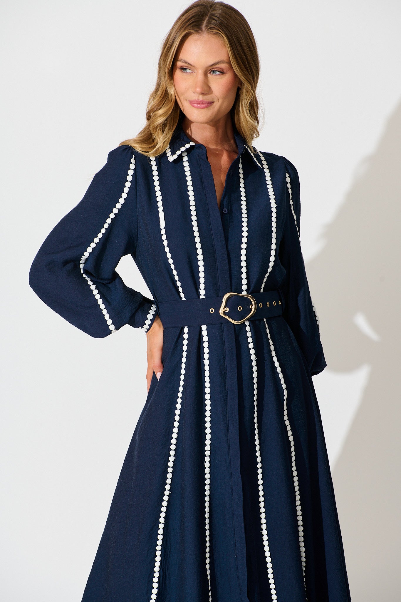 Lovingly Maxi Shirt Dress in Navy