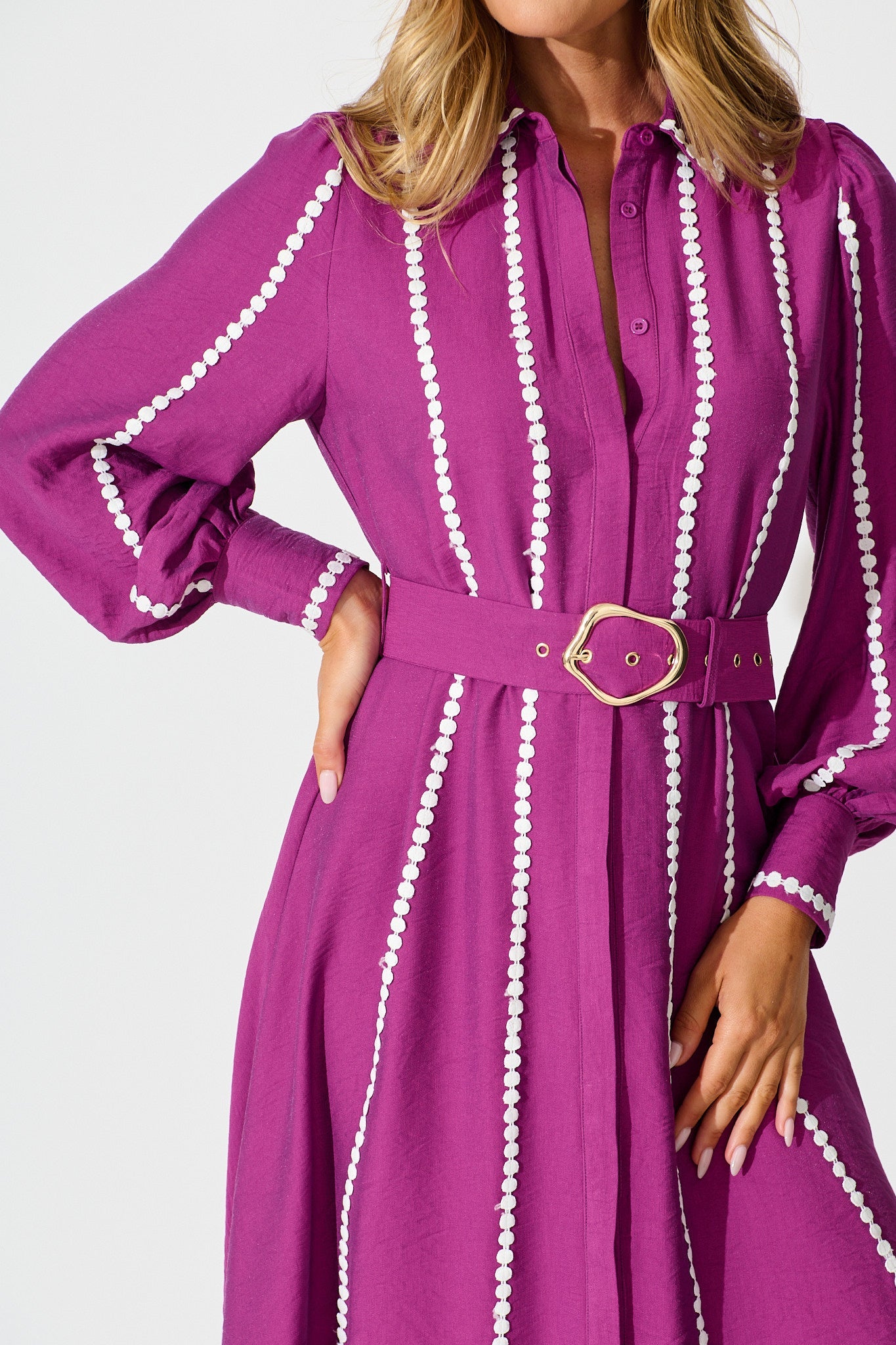 Lovingly Maxi Shirt Dress in Plum