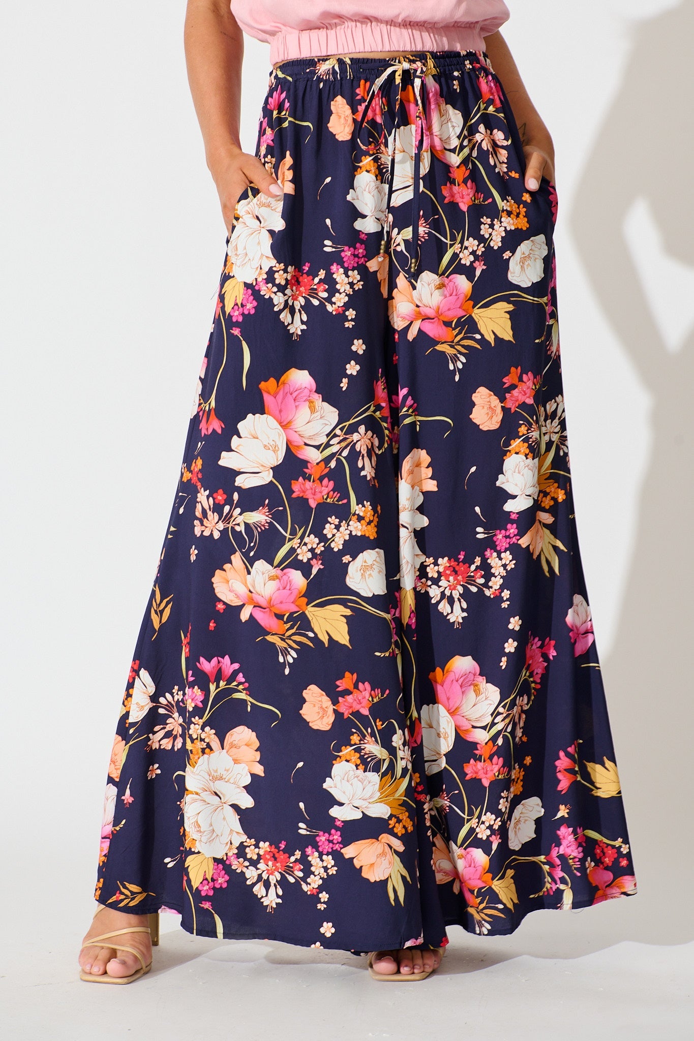 Lucia Pant In Navy with Multi Floral