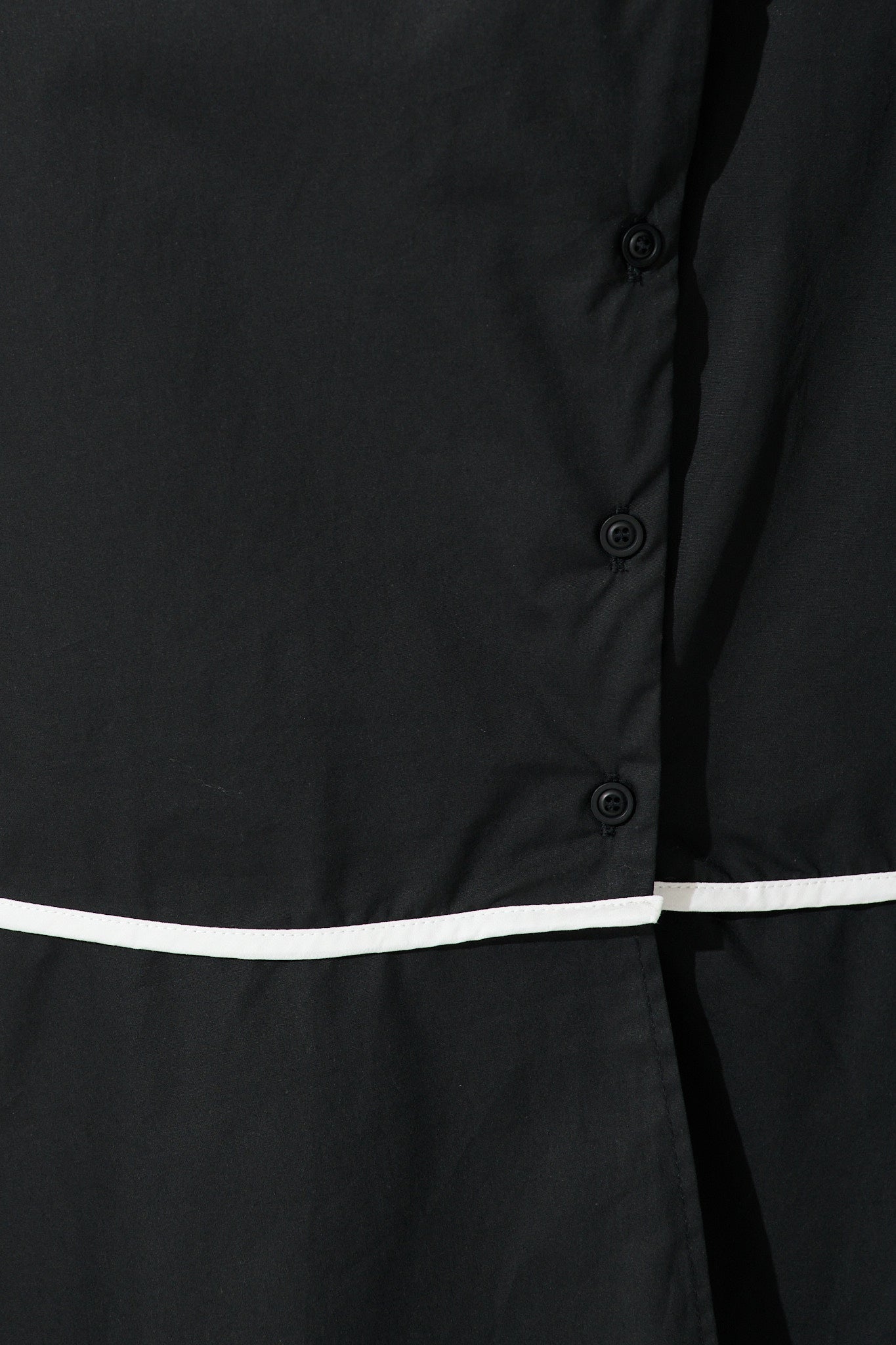 Rhea Maxi Shirt Dress in Black with Contrast Piping Cotton