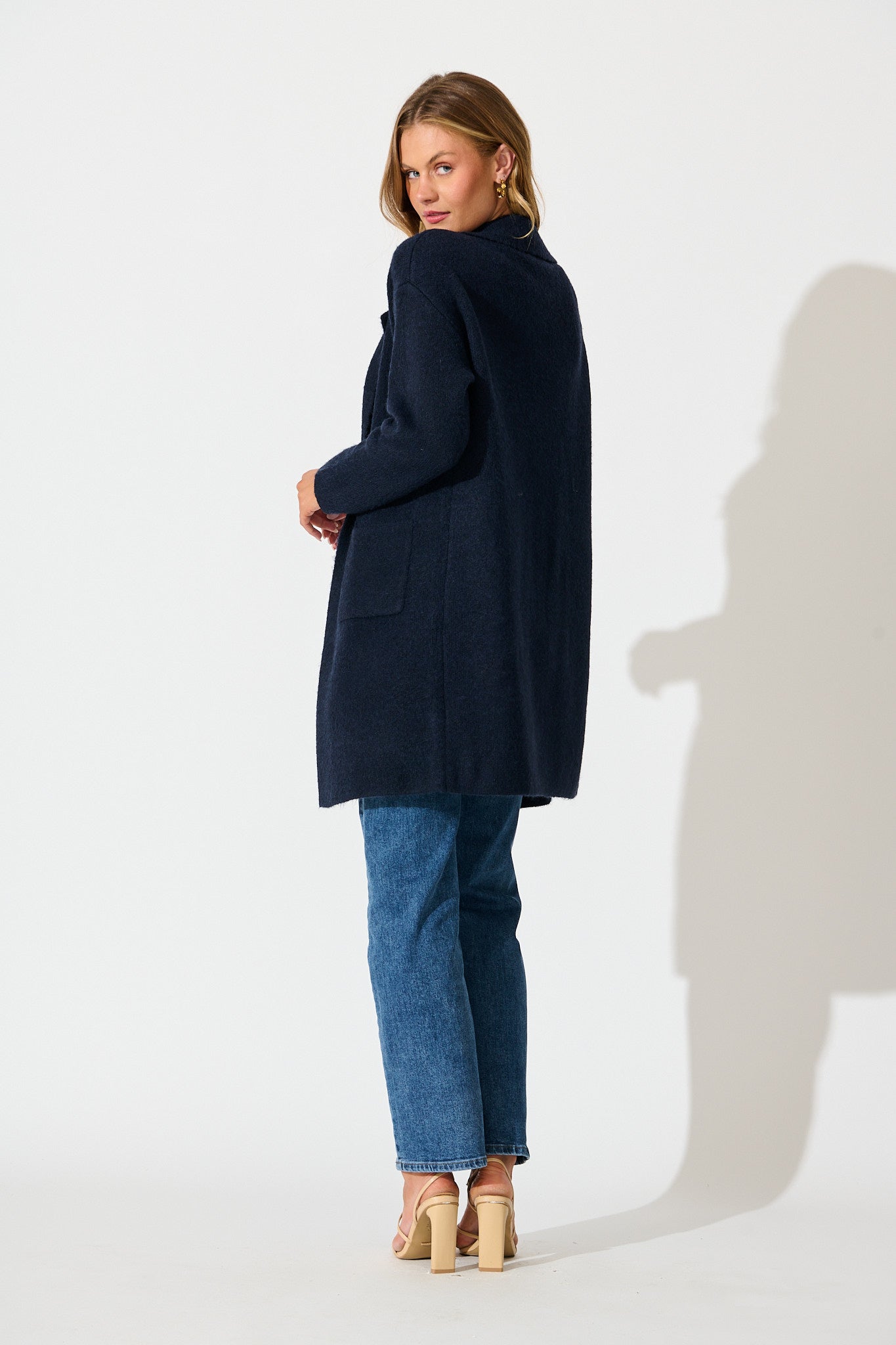 Quinzy Knit Coat In Navy