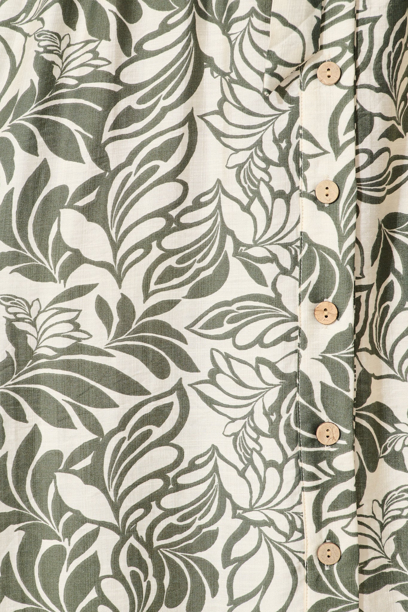 Paloma Midi Dress in Cream and Khaki Leaf Print