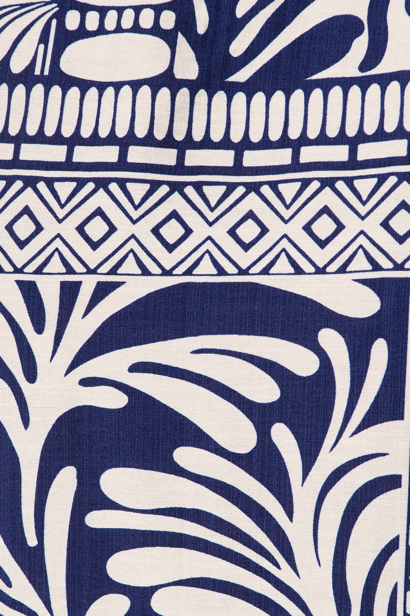 Leona Top in Navy and Cream Tile Print