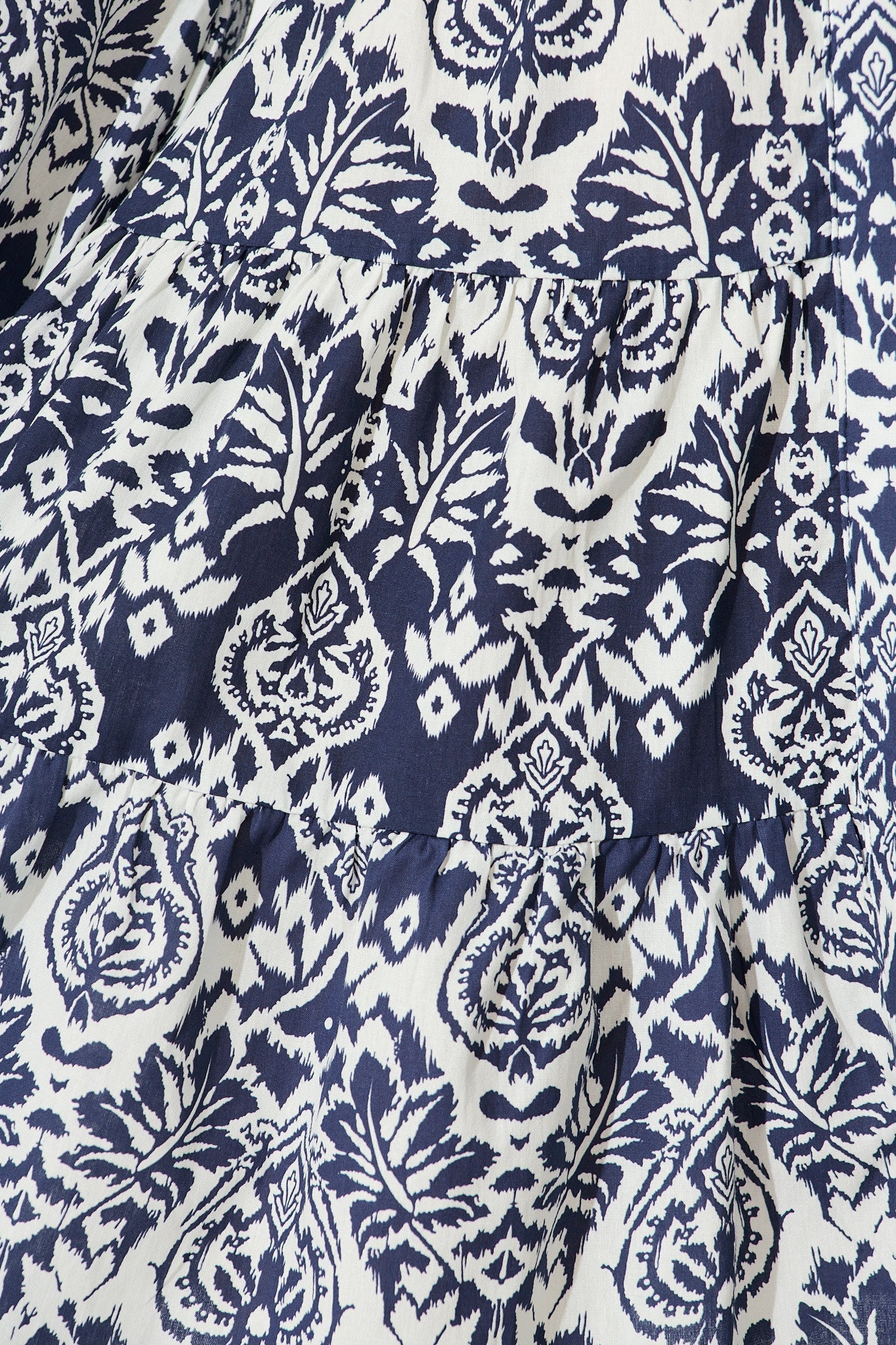 Serene Dress in Navy and White Print Cotton