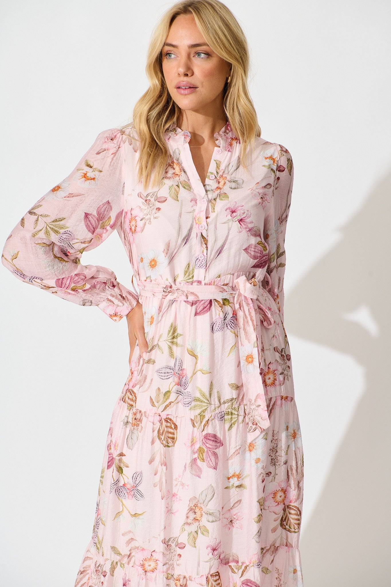 Whisper Maxi Dress in Pink Floral