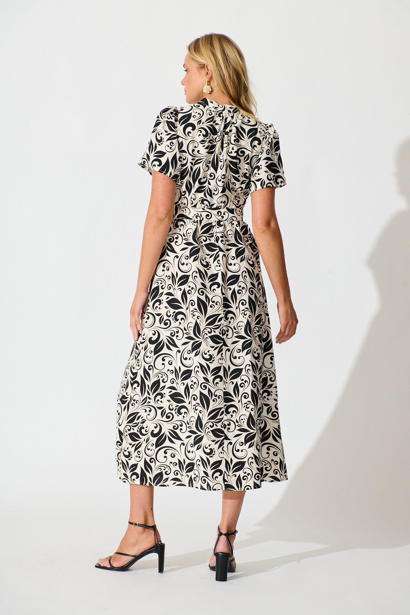 Azariah Maxi Dress in Black and Beige Swirl