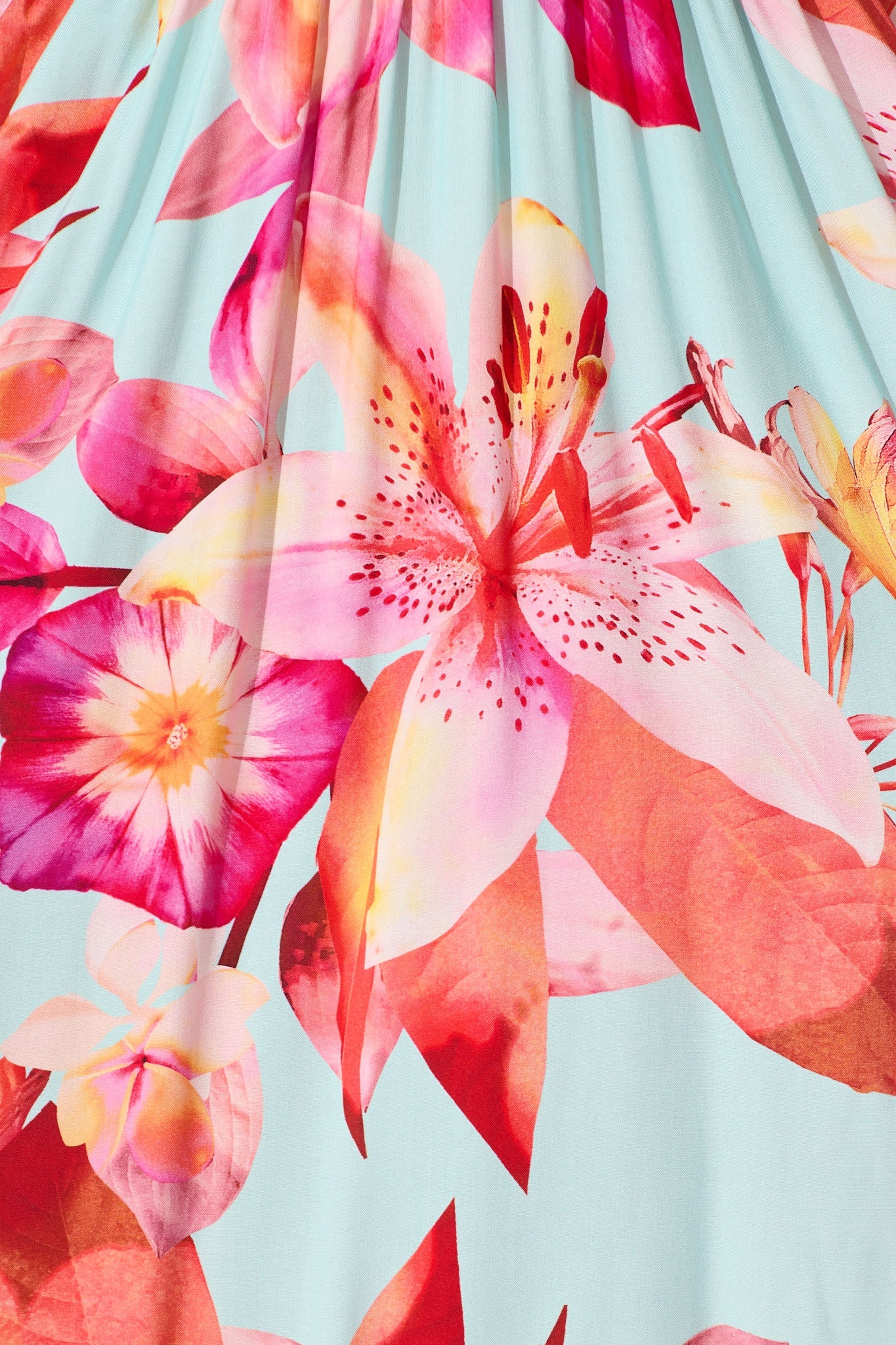 Nola Midi Dress in Blue with Pink Floral