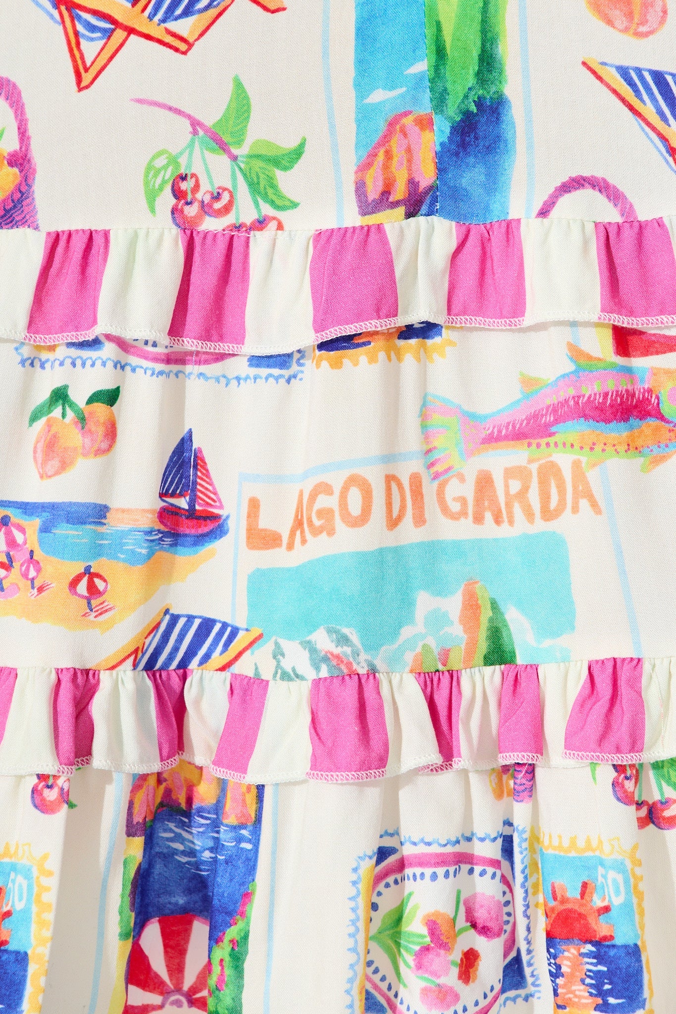 Rina Top in White With Bright Resort Print