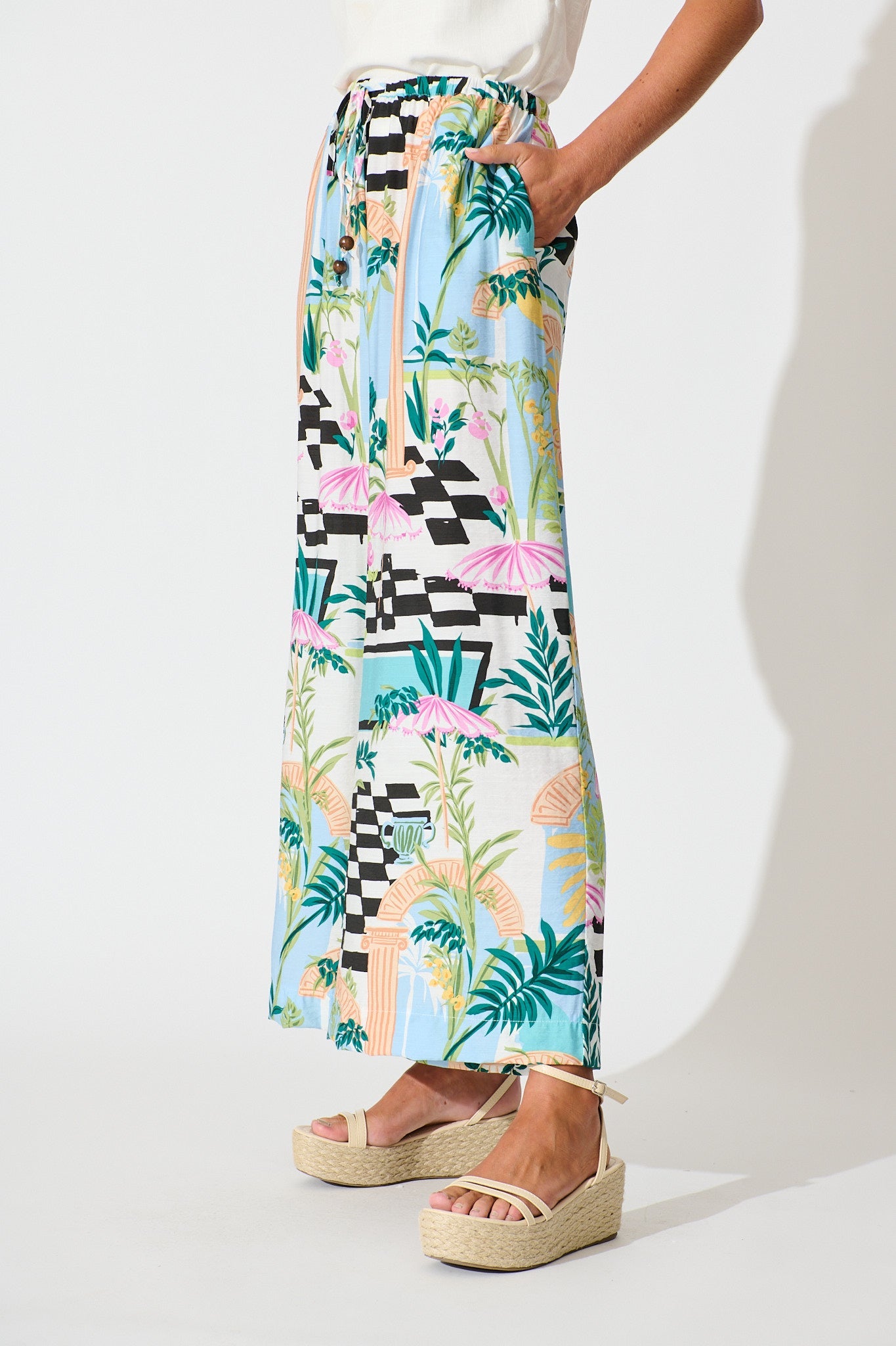 Romeo Pant in White Multi Print