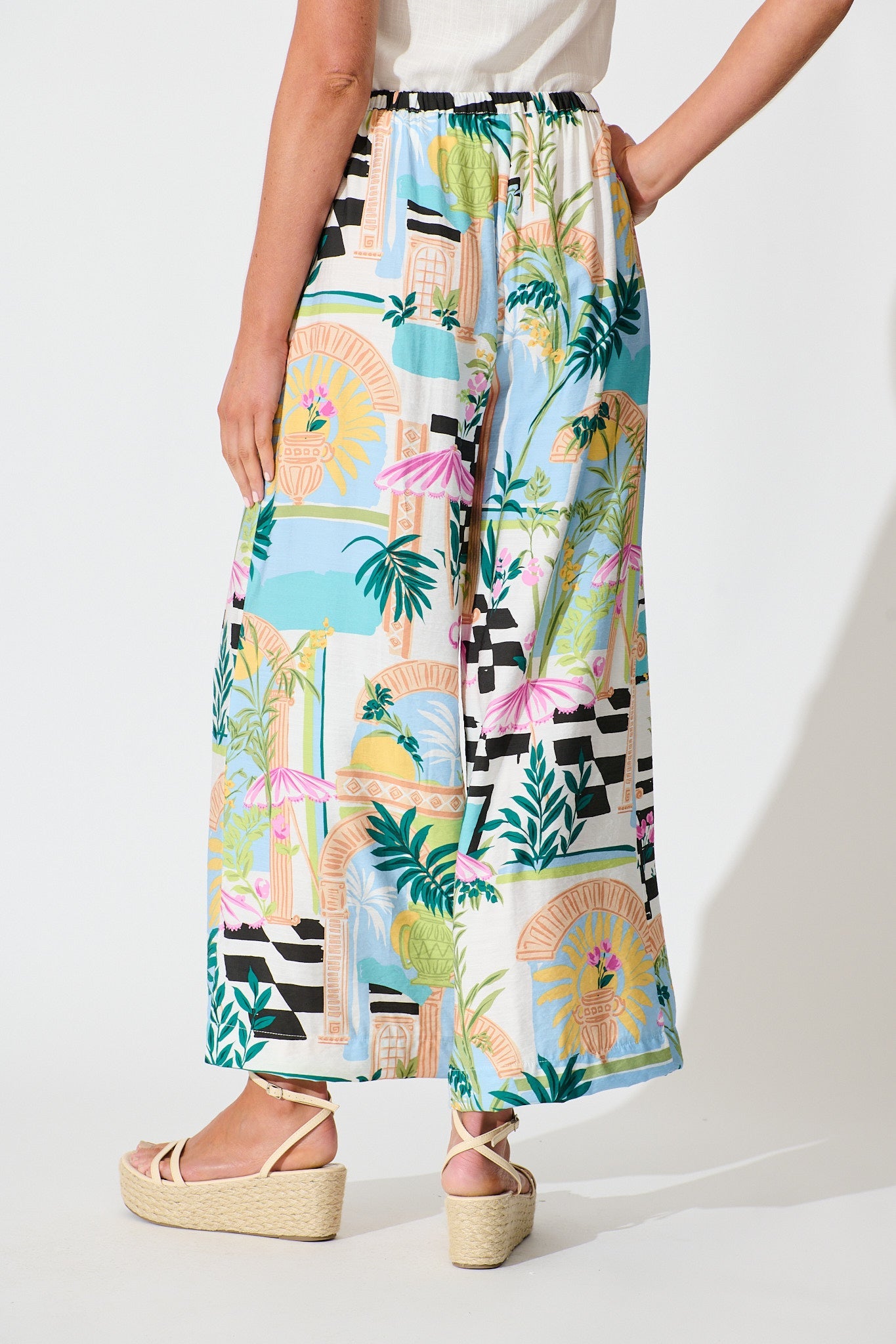 Romeo Pant in White Multi Print