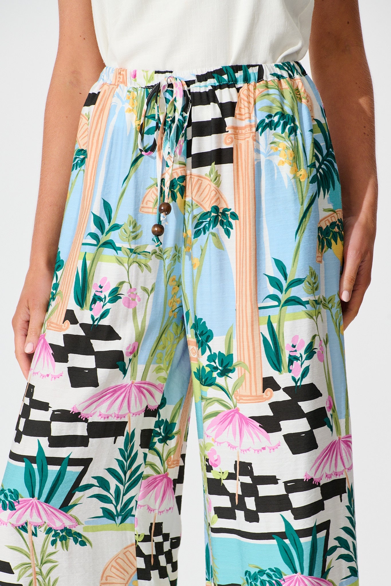 Romeo Pant in White Multi Print