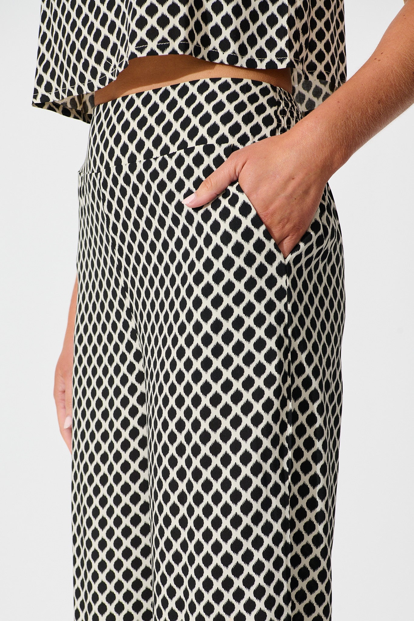 Sisha Pant in Black and Cream Geometric Print