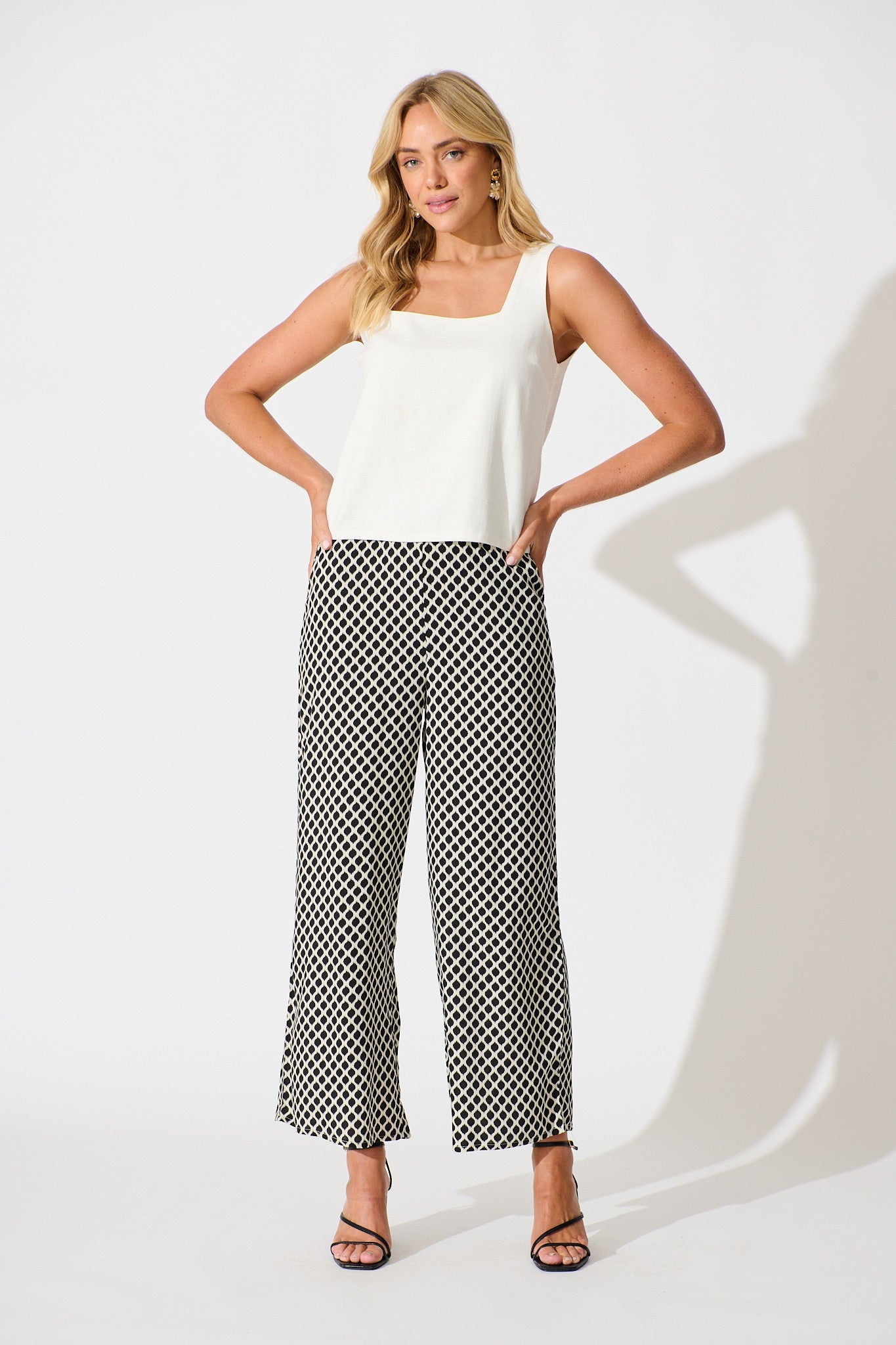 Sisha Pant in Black and Cream Geometric Print