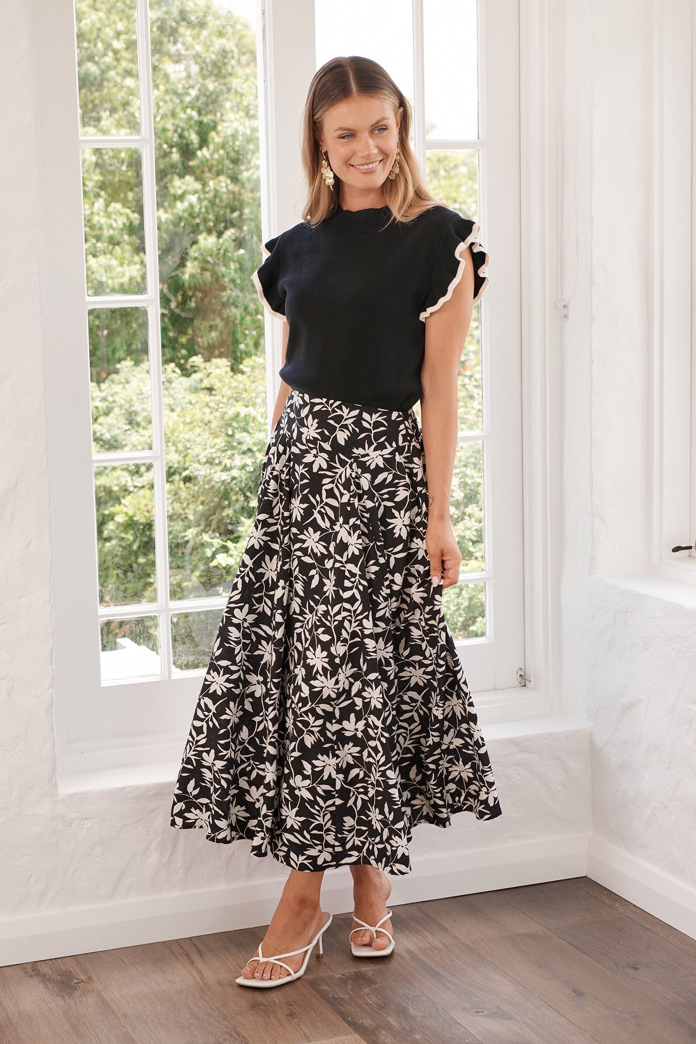 Louisa Knit Top in Black Wool Blend