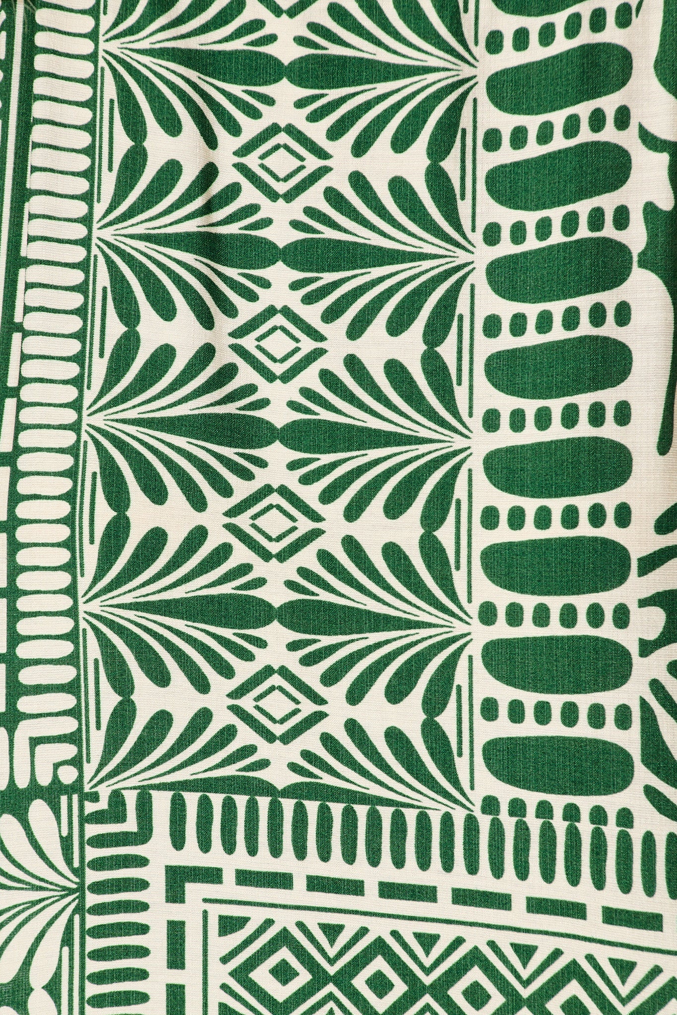 Leona Top in Green and Cream Tile Print