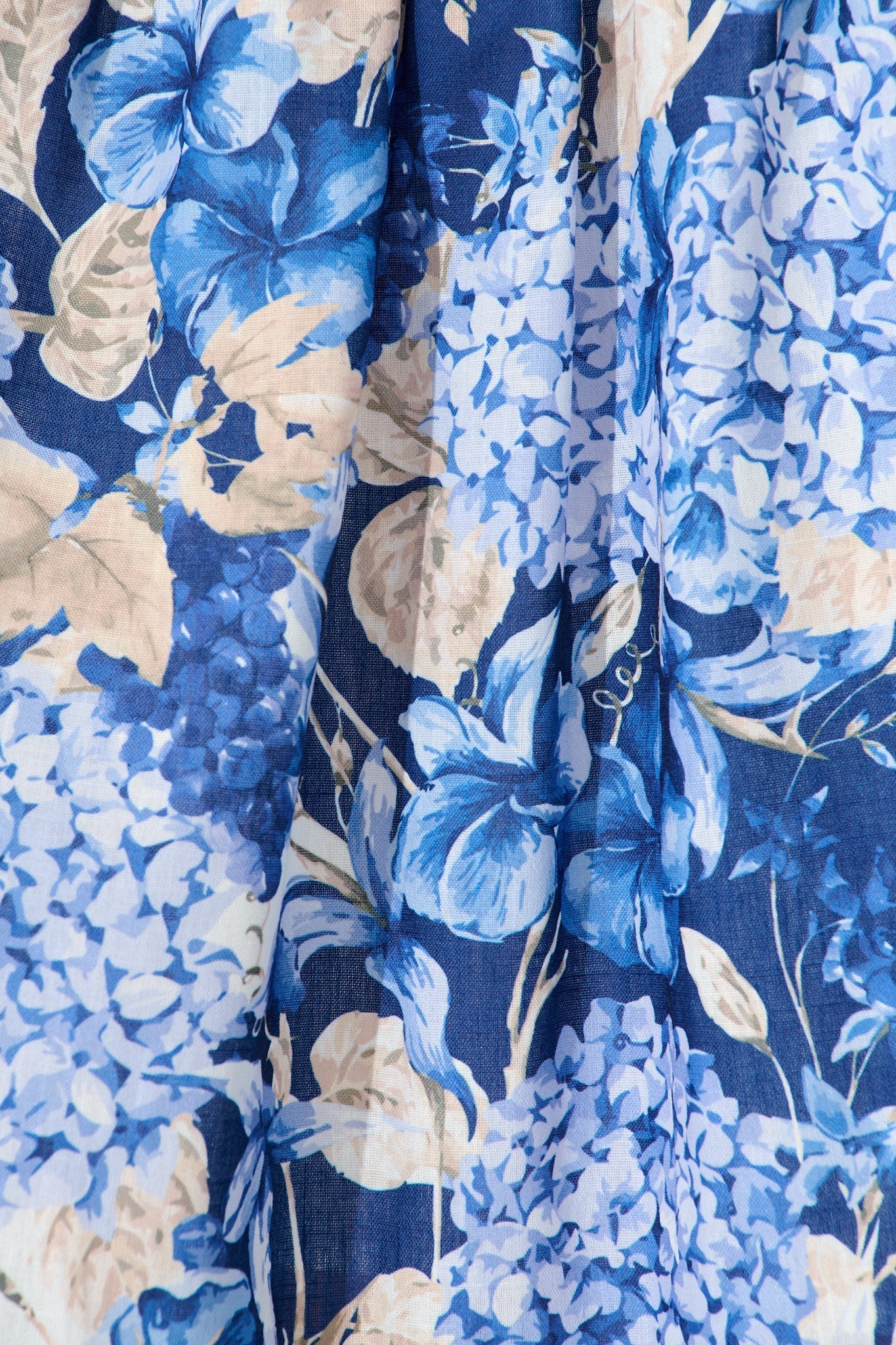 Nerina Maxi Shirt Dress in Navy Floral Linen Blend