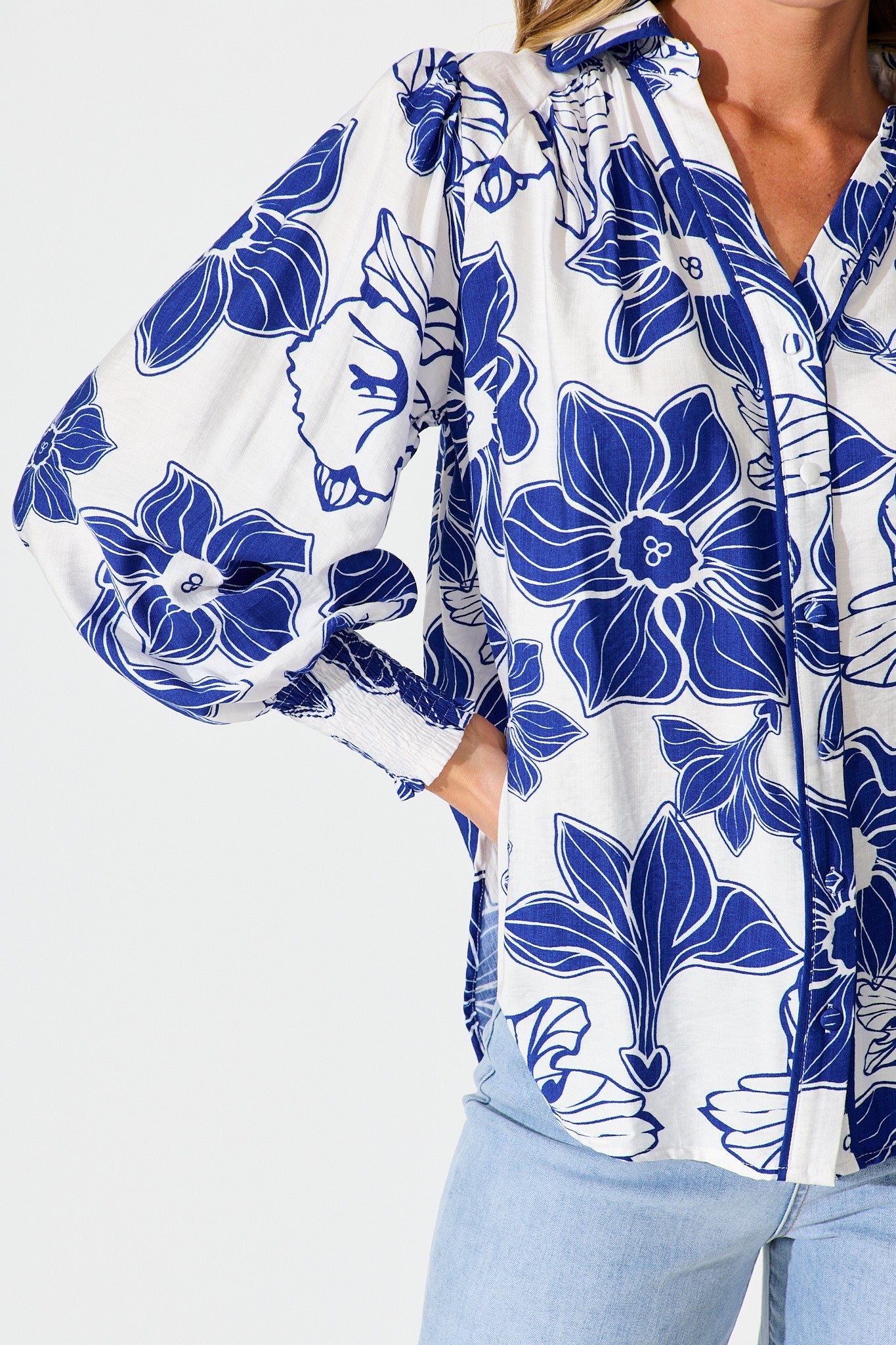 Colette Shirt in Cobalt Floral
