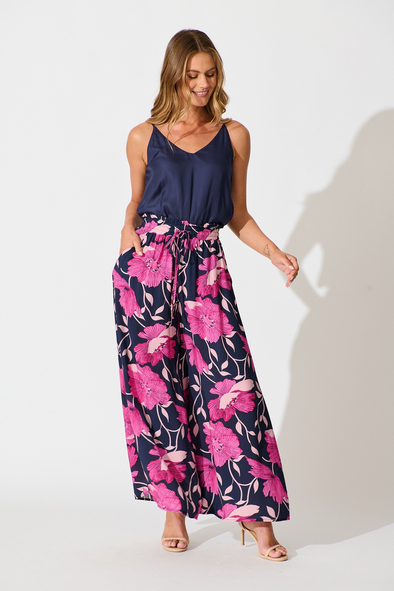 Pretoria Pant In Navy with Pink Floral