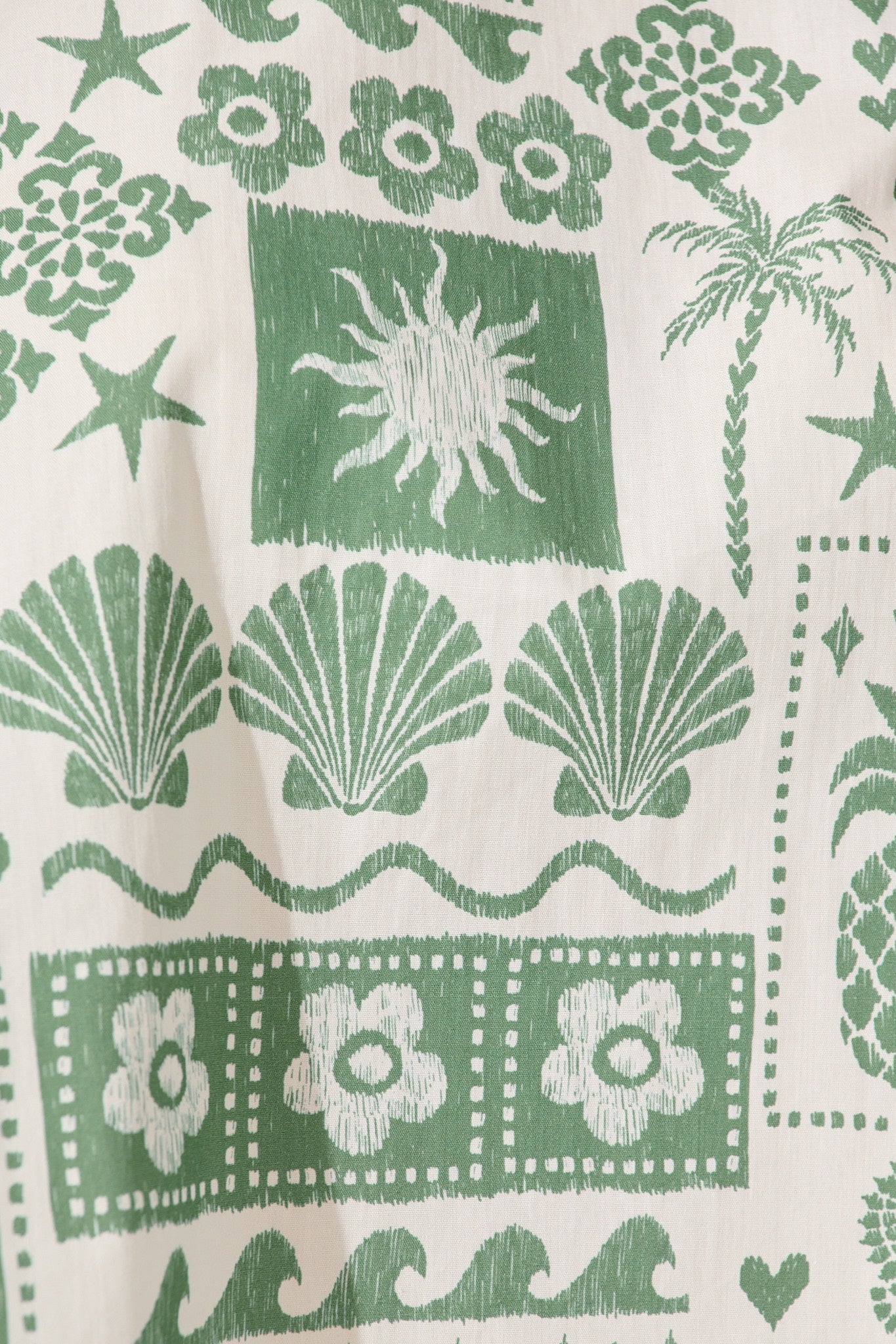 Vanya Top in Cream and Green Palm Print Cotton