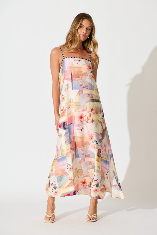 Post Cards From Palm Springs Maxi Sundress in Multi Print