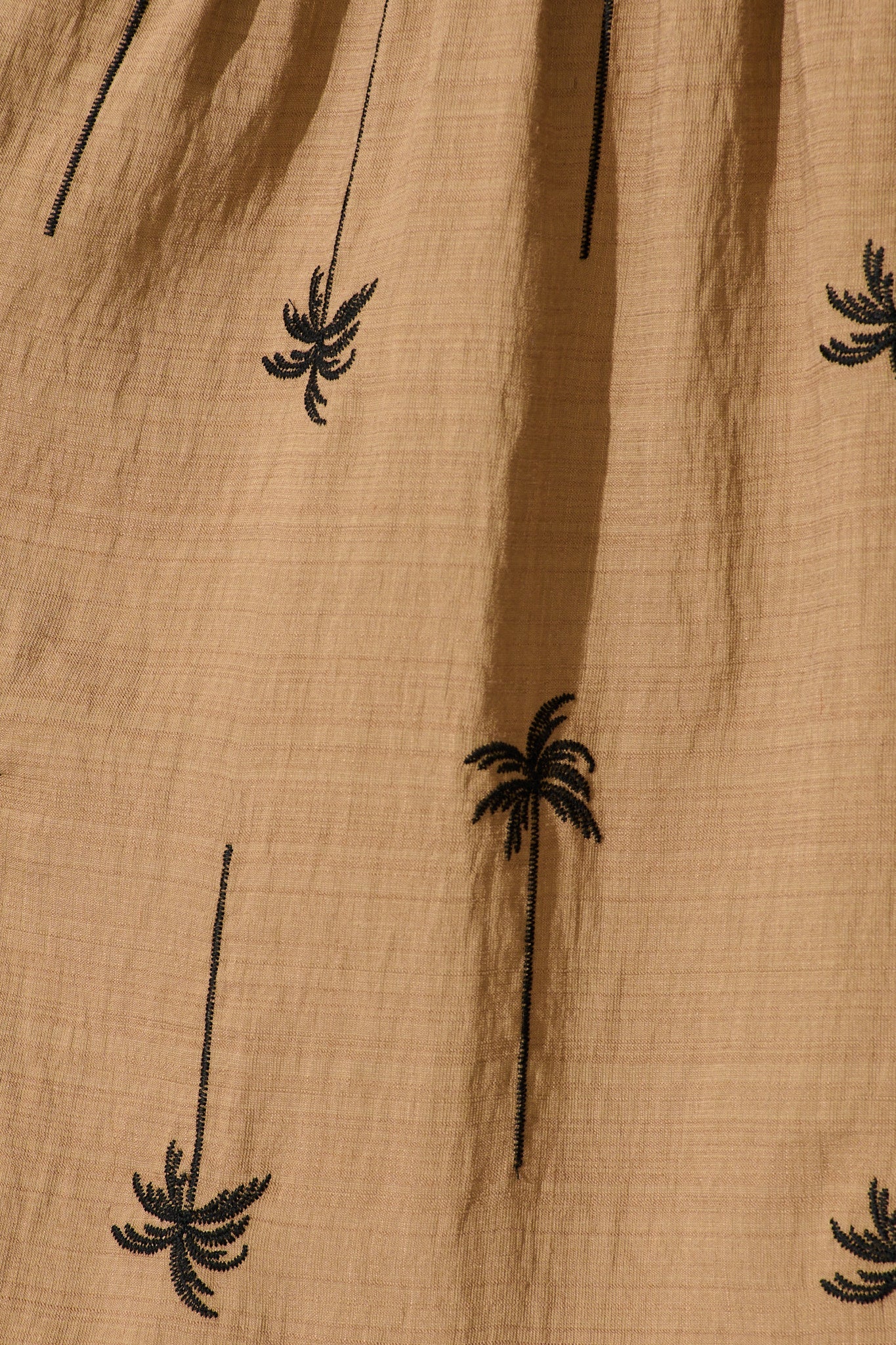 Dusk Midi Dress in Mocha with Palm Tree Embroidery
