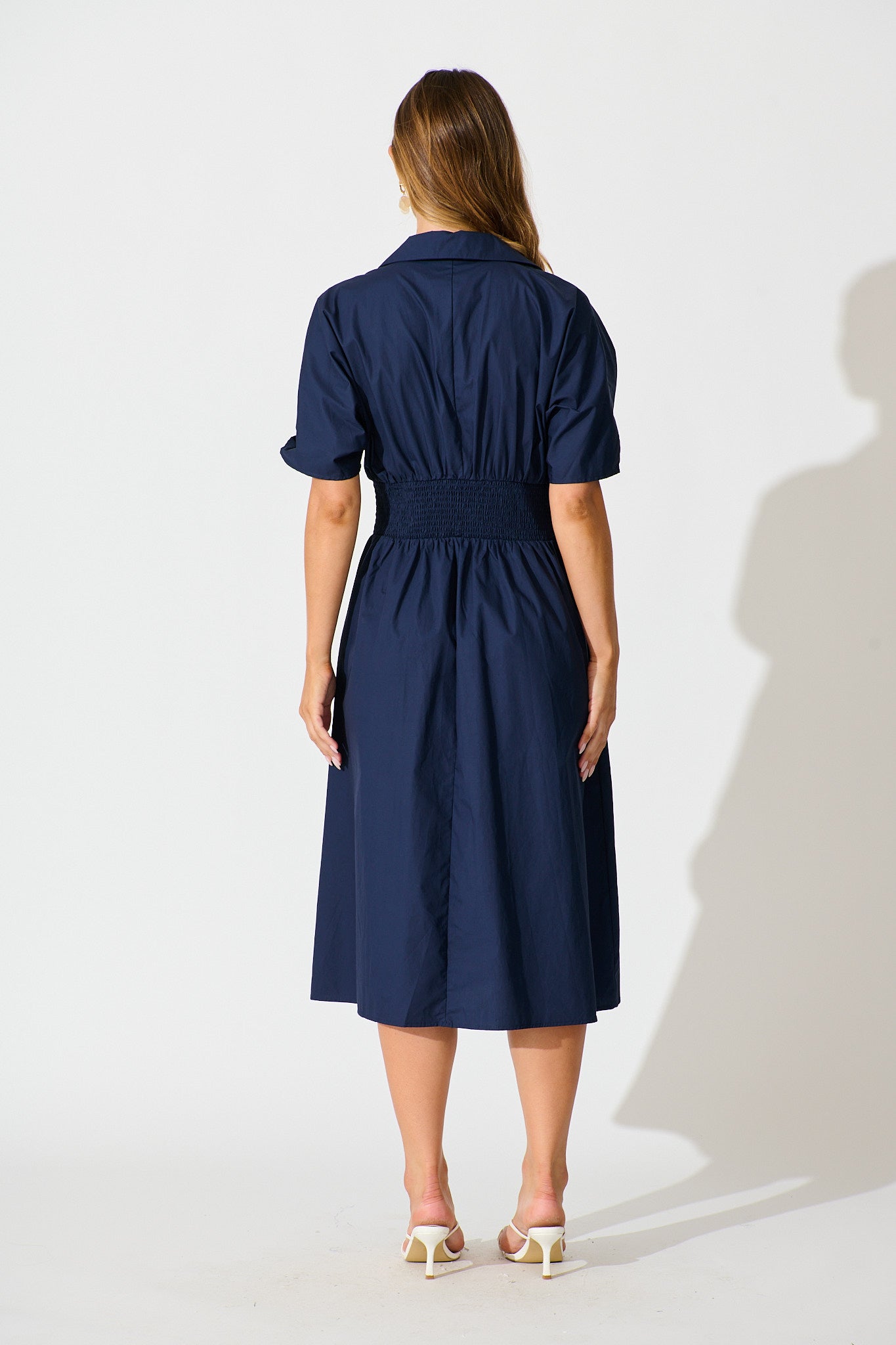 Alani Midi Shirt Dress in Navy Cotton