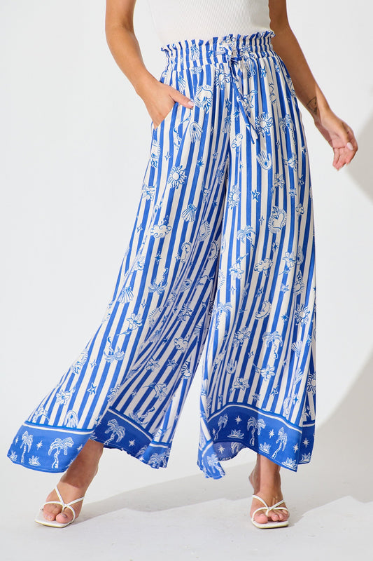 Mariah Pant in Blue and White Stripe Print