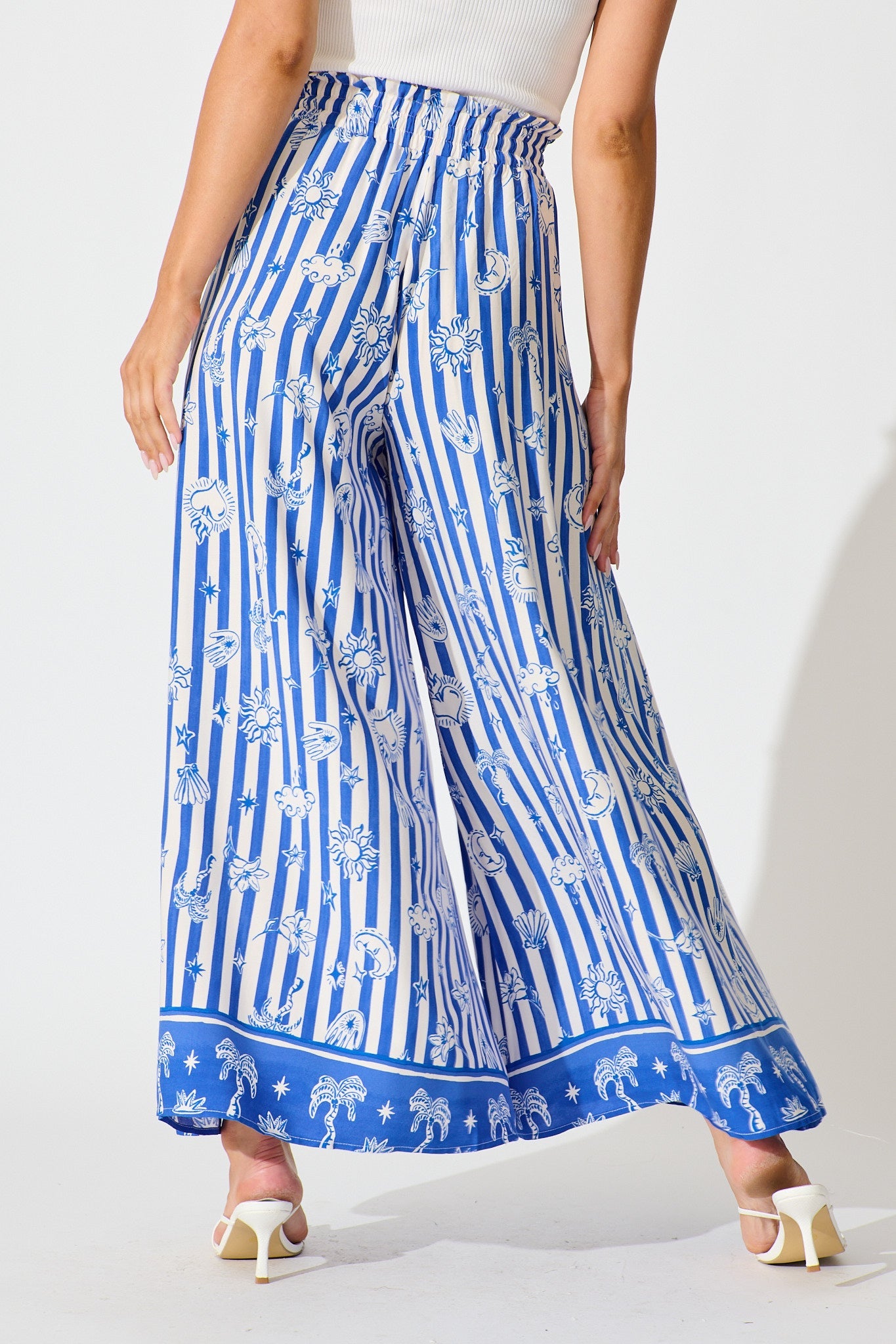 Mariah Pant in Blue and White Stripe Print