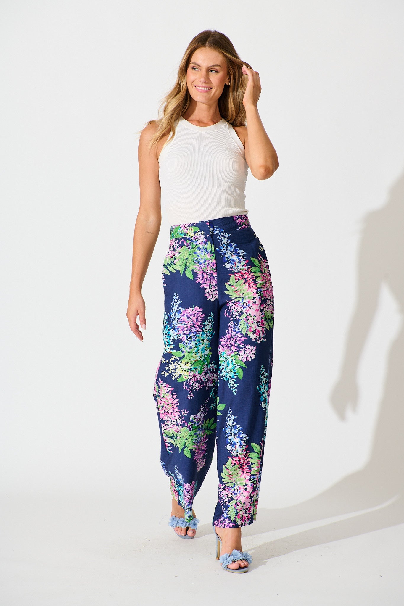 Aldridge Pant Navy Wisteria Print