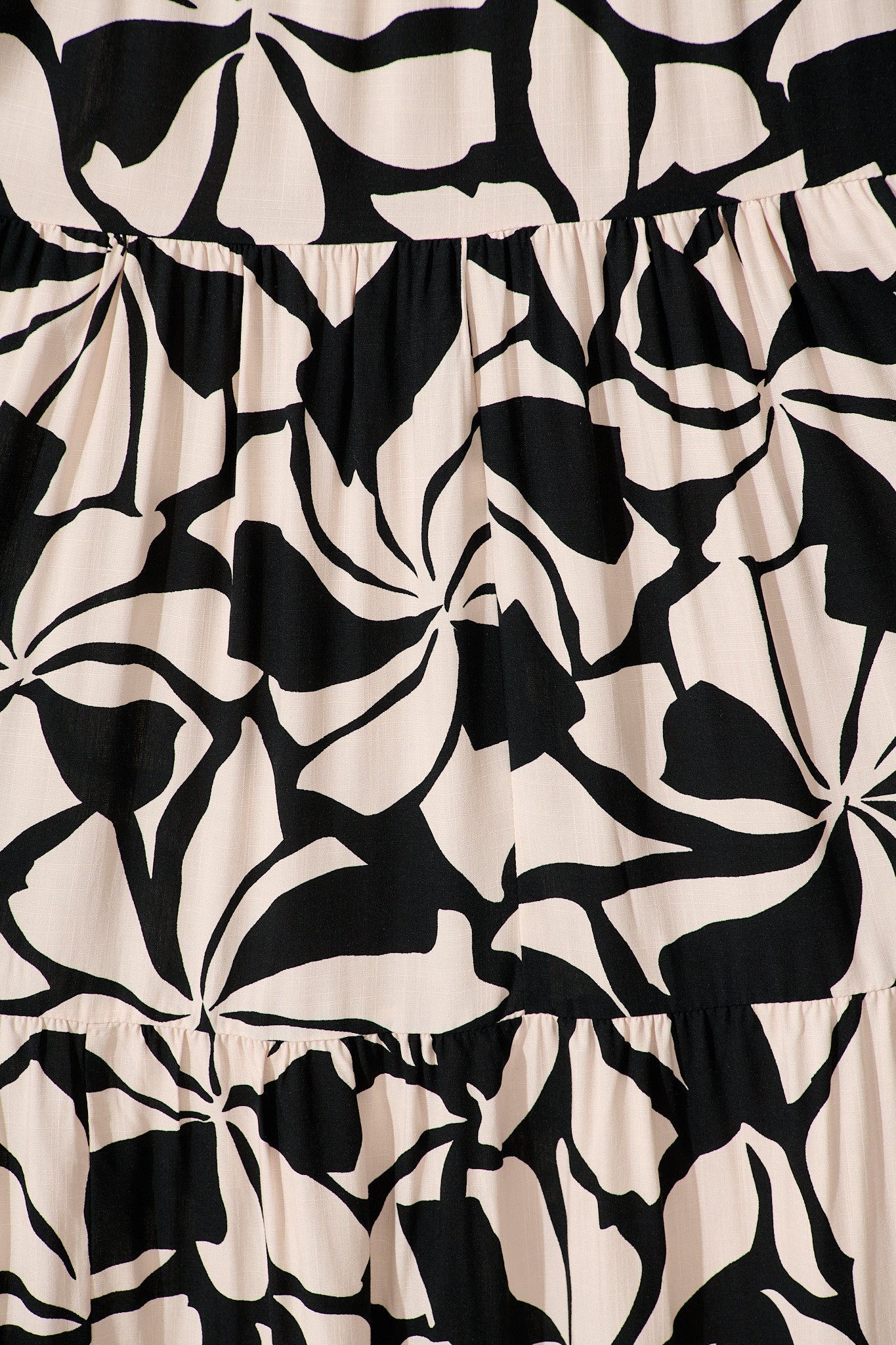 Brooke Maxi Smock Dress in Black and Cream Print