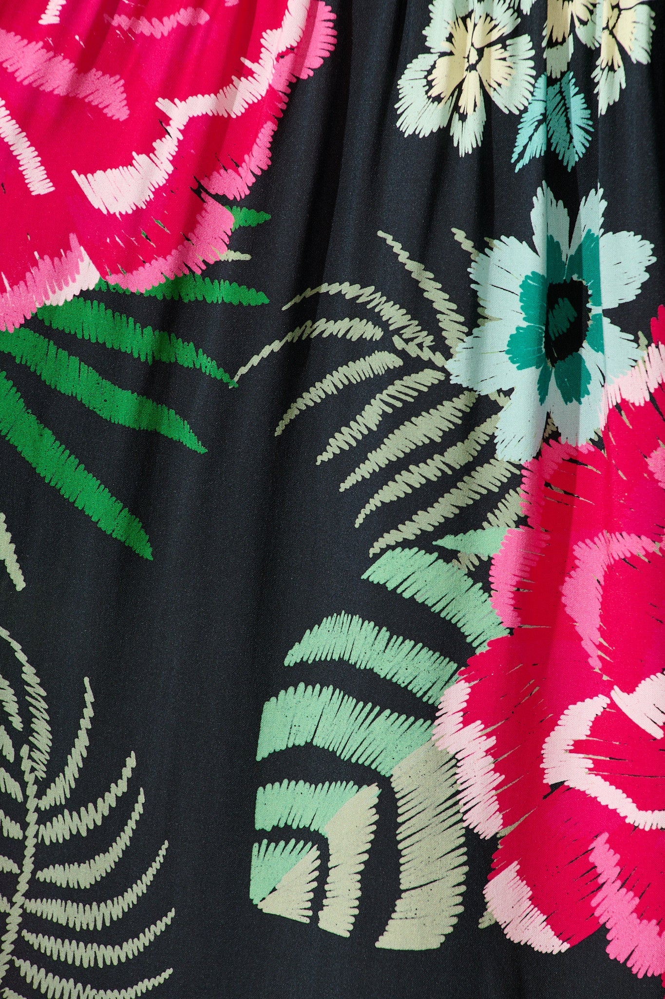 Darcie Smock Dress In Black with Pink Floral