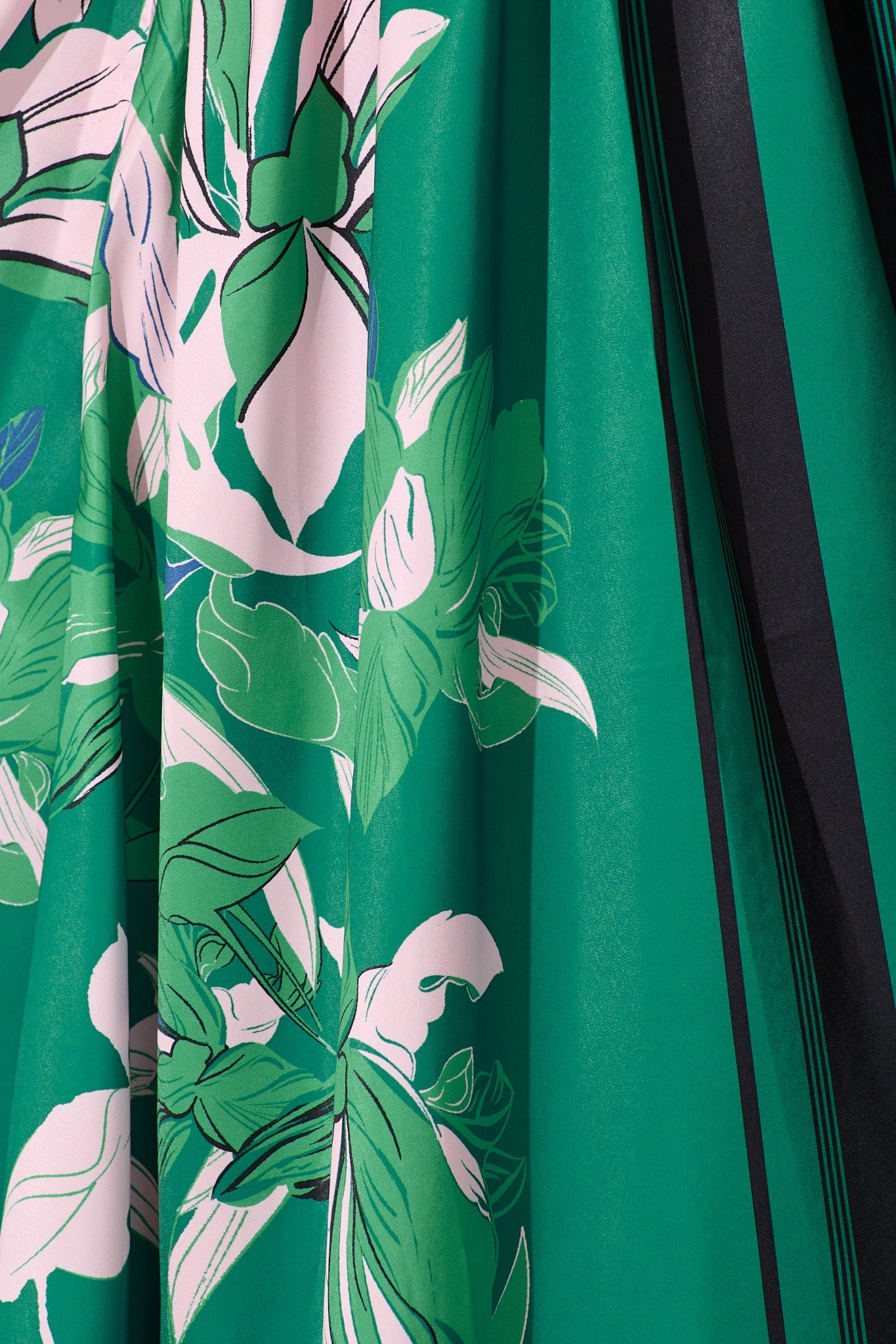 Bernadette One Shoulder Midi Dress In Emerald Print Satin