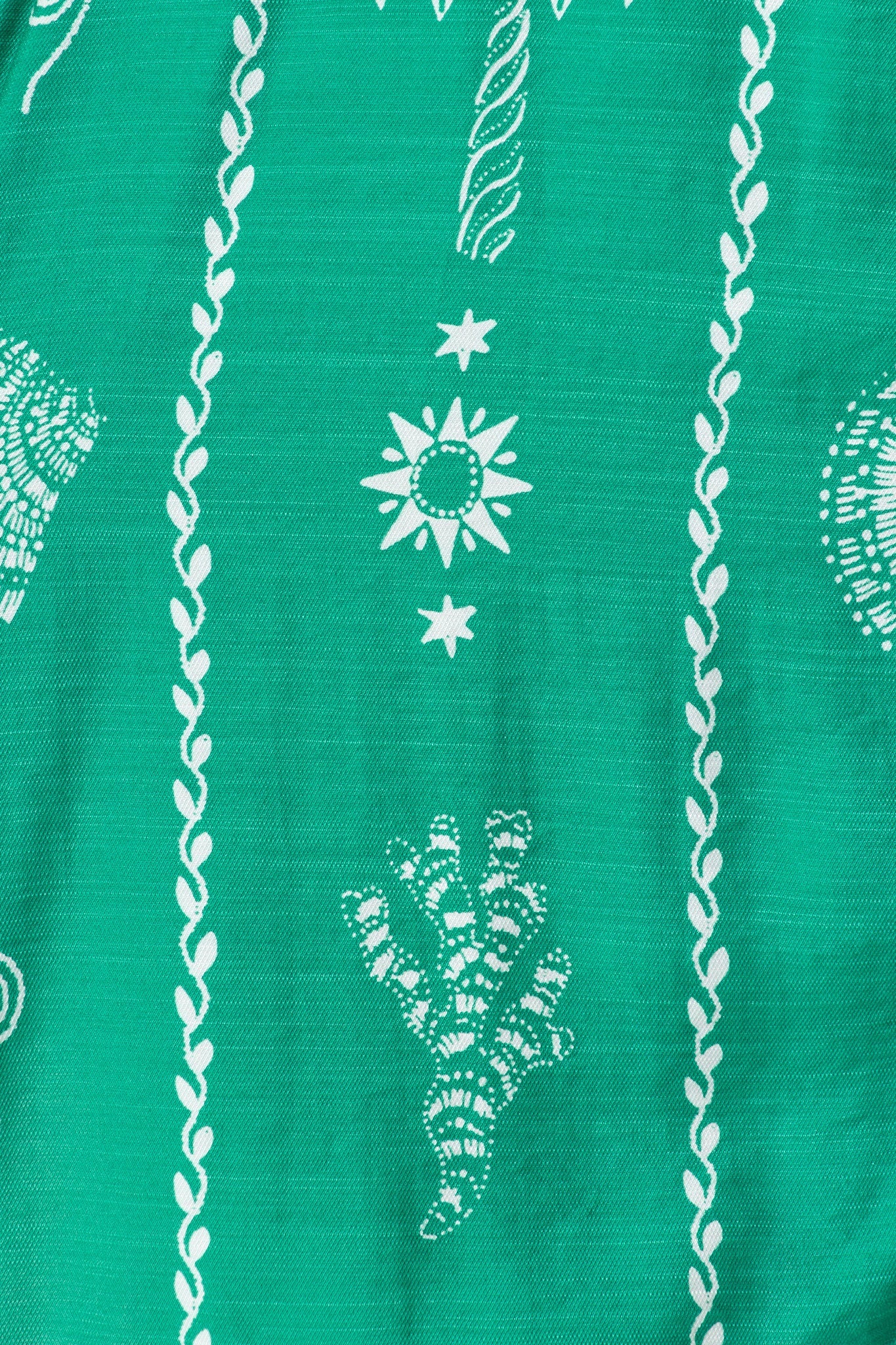 Maroa Shirt Dress in Green Print with Ric Rac Trim