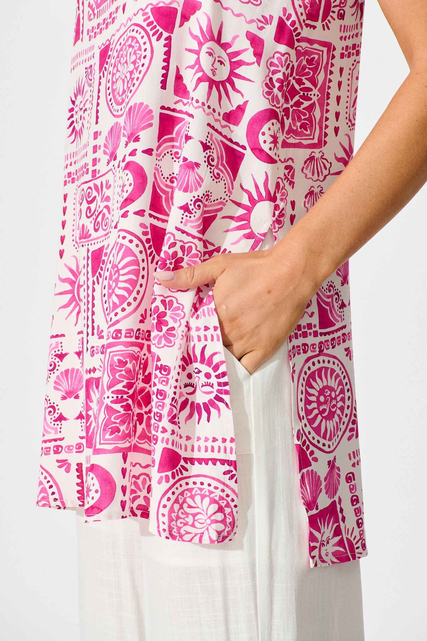 Eluna Cami Top in Pink Tile Print