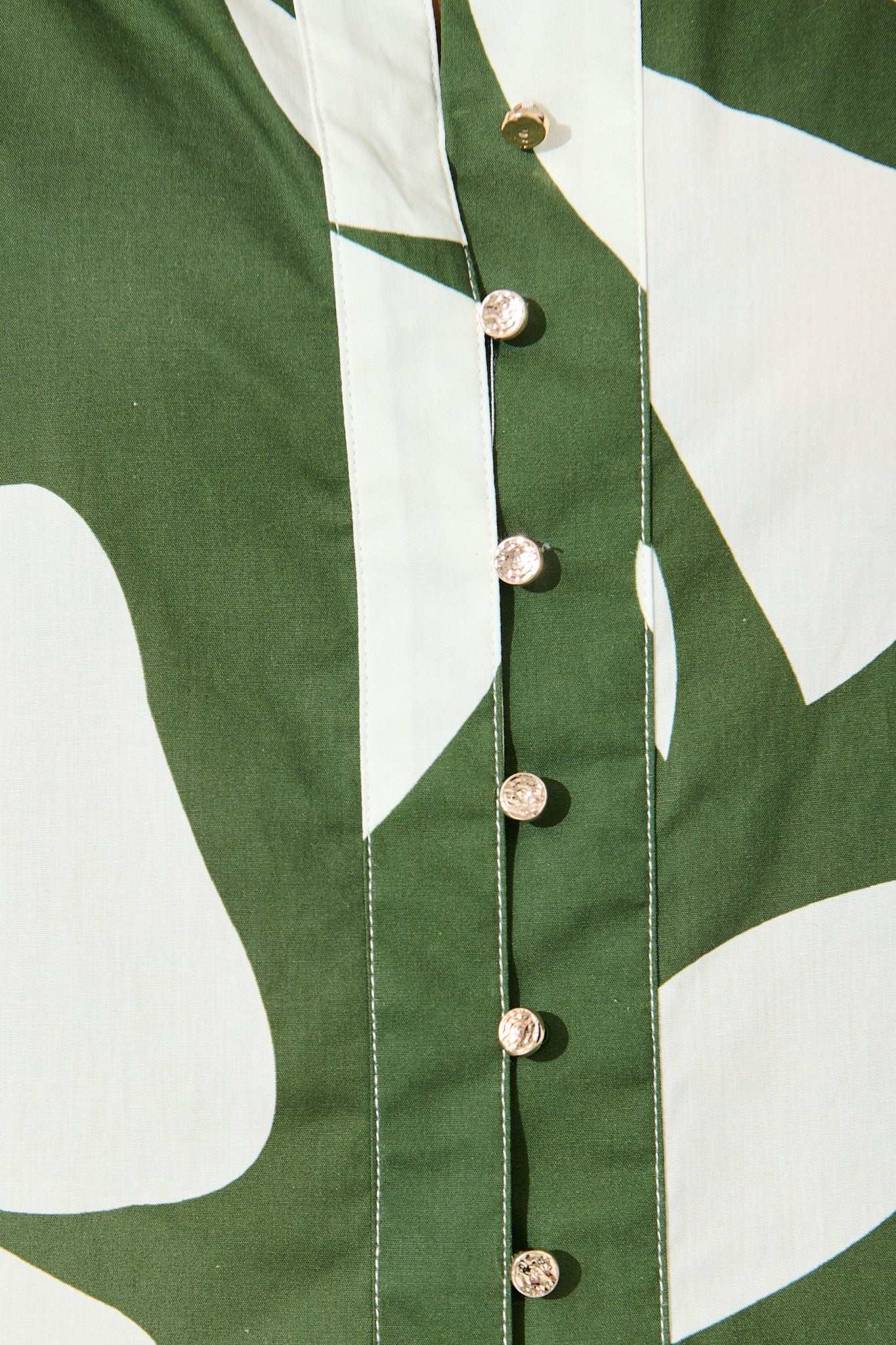 Gigi Shirt in Green and Cream Print Cotton