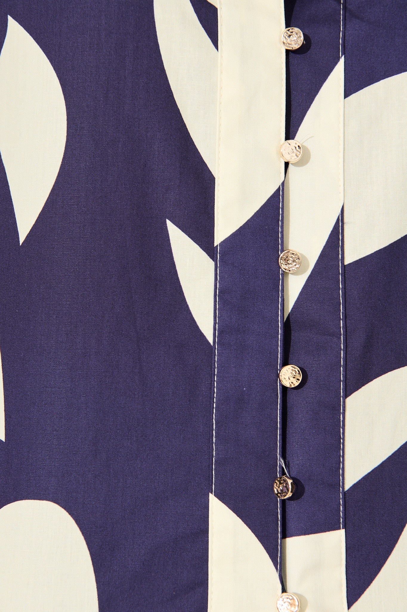 Gigi Shirt in Navy and Cream Print Cotton