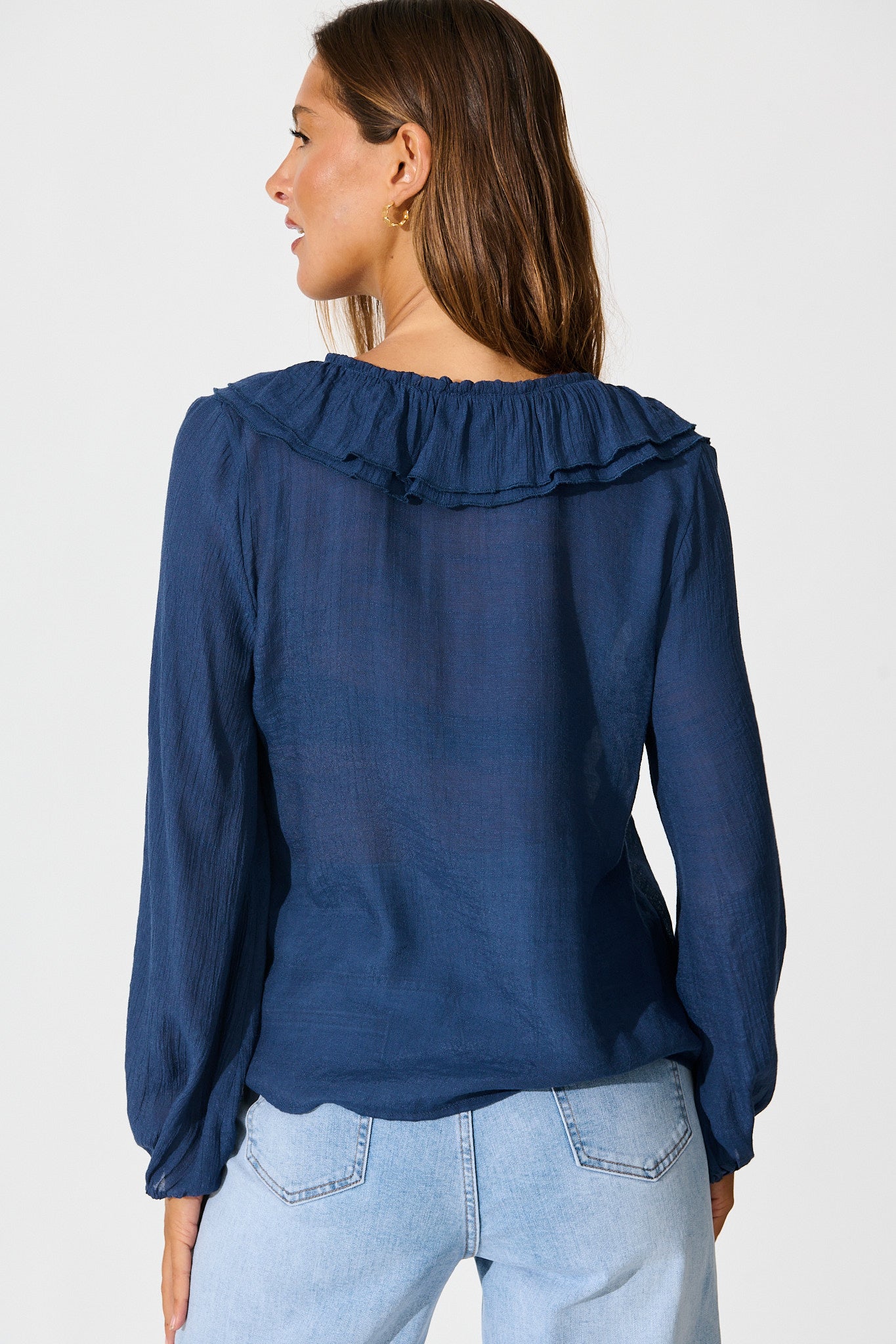 Ariella Top in Navy Cotton Blend