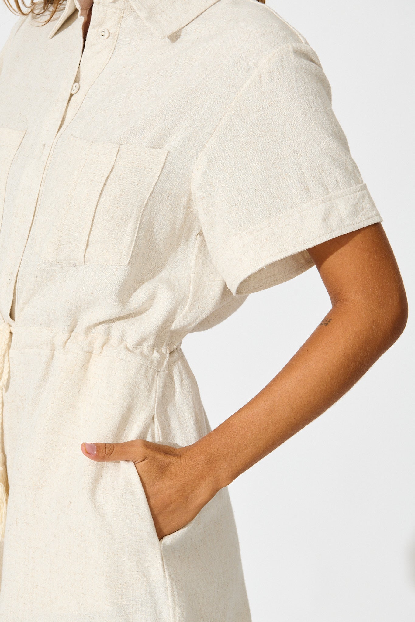 Bonito Playsuit in Oatmeal Linen Blend