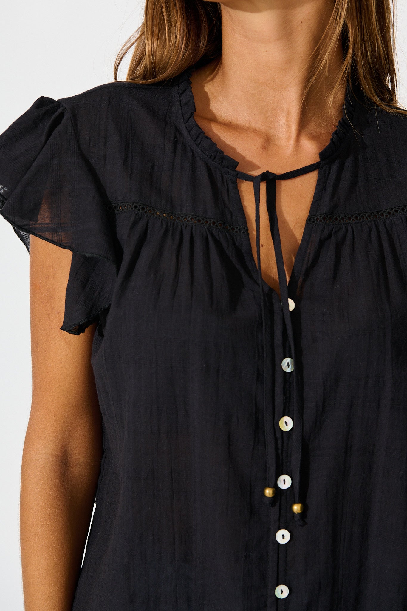 Donelle Shirt in Black Cotton