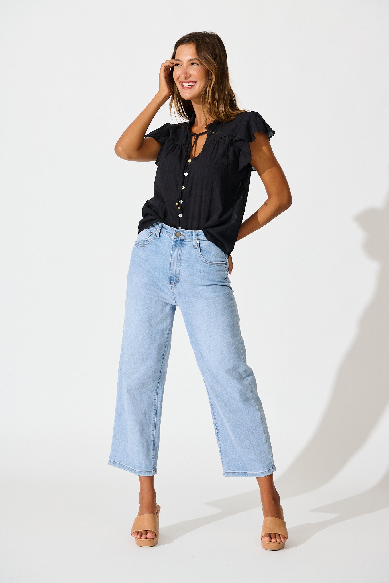 Donelle Shirt in Black Cotton