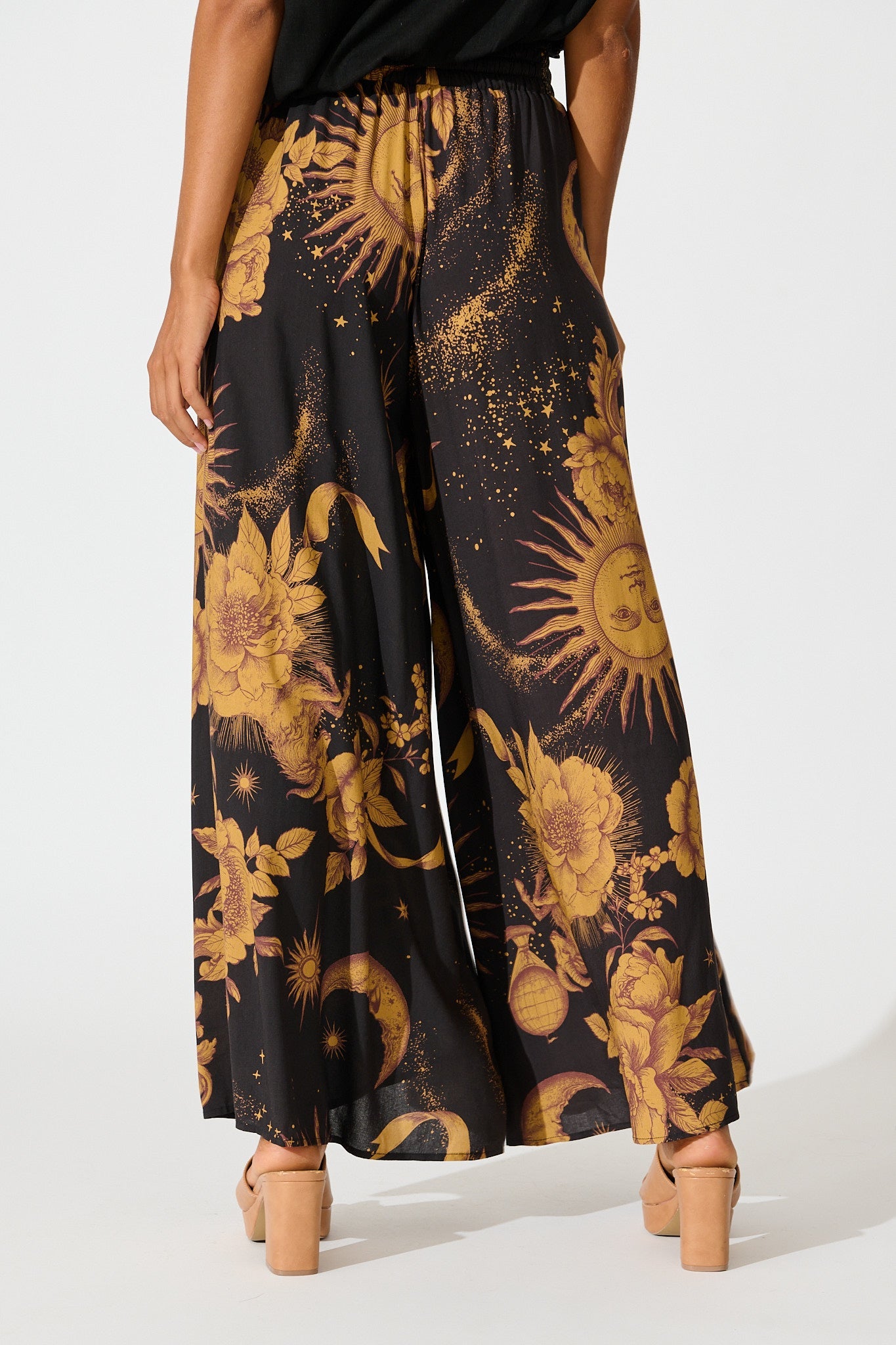 Mariah Pant in Black with Mustard Print