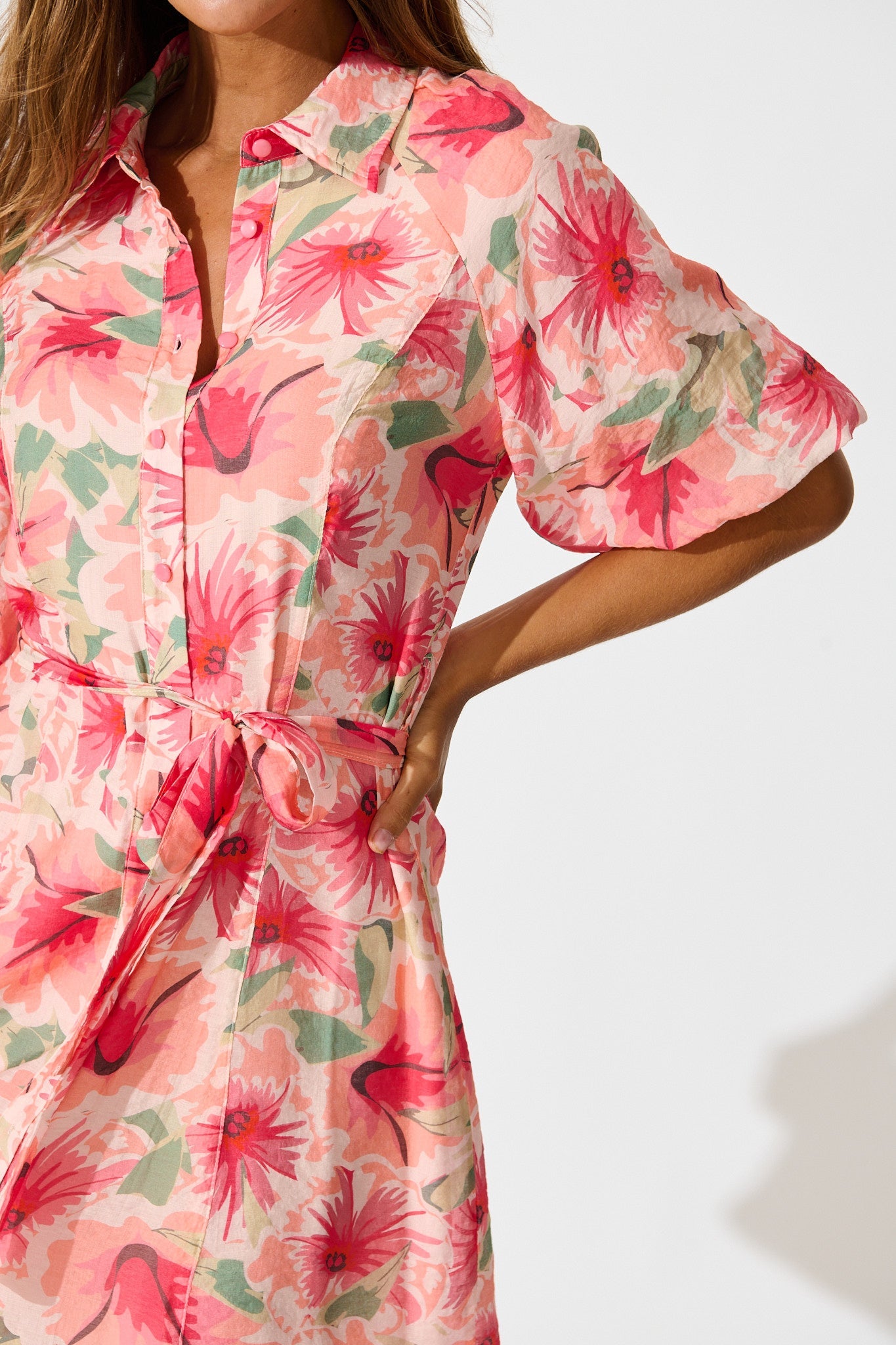 Jayla Shirt Dress in Tangerine Floral